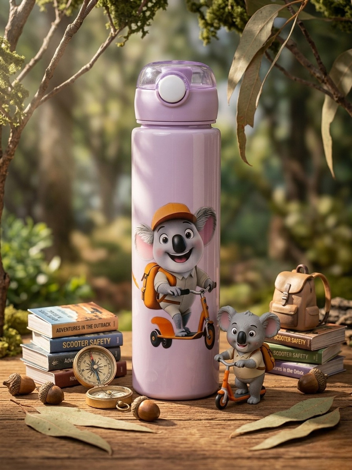 Image of kataenterprises Cute Cartoon Printed Kids Water Bottle with Leakproof Flip Lid 1000 ml Plastic Sipper