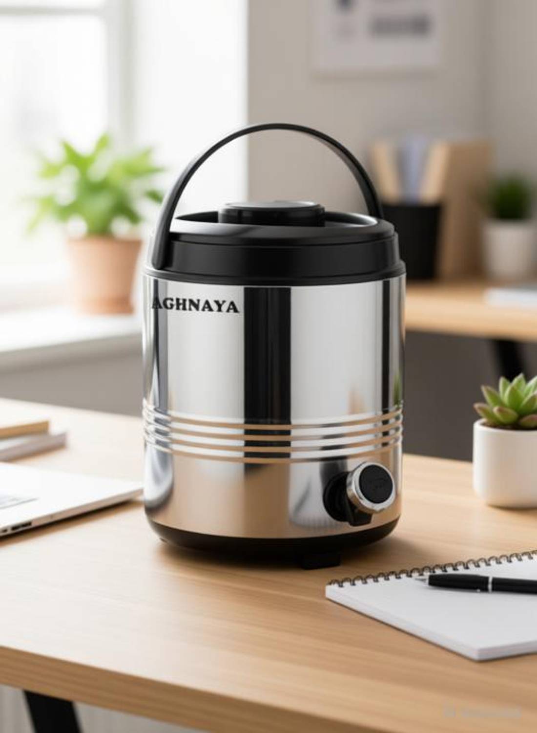 AGHNAYA 3 litre Insulated Stainless Steel Water Dispenser Hot & Cold Water jug Plastic 3000 ml Steel Flask