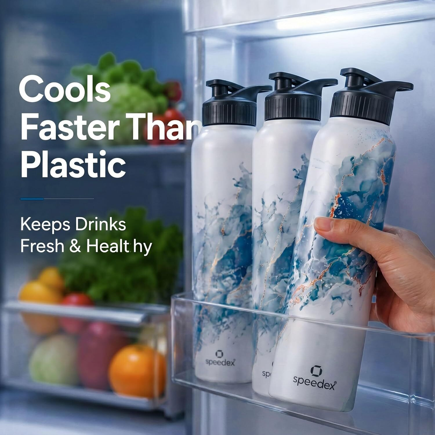Image of SPEEDEX Water Bottle 1 Ltr 1000 ml, BIS Approved, Leak Proof for Office, School, Gym 1000 ml Stainless Steel Bottle