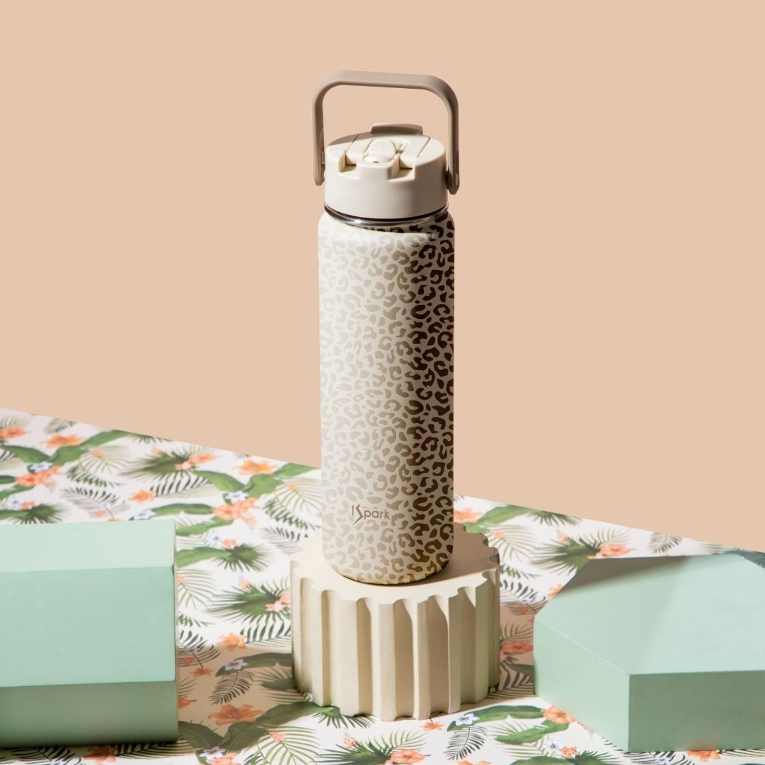 Image of 1Spark Dual Lid Dazzler Insulated Bottle Leopard Luxe Print, 18hrs Hot & 30hrs Cold 750 ml Steel Flask