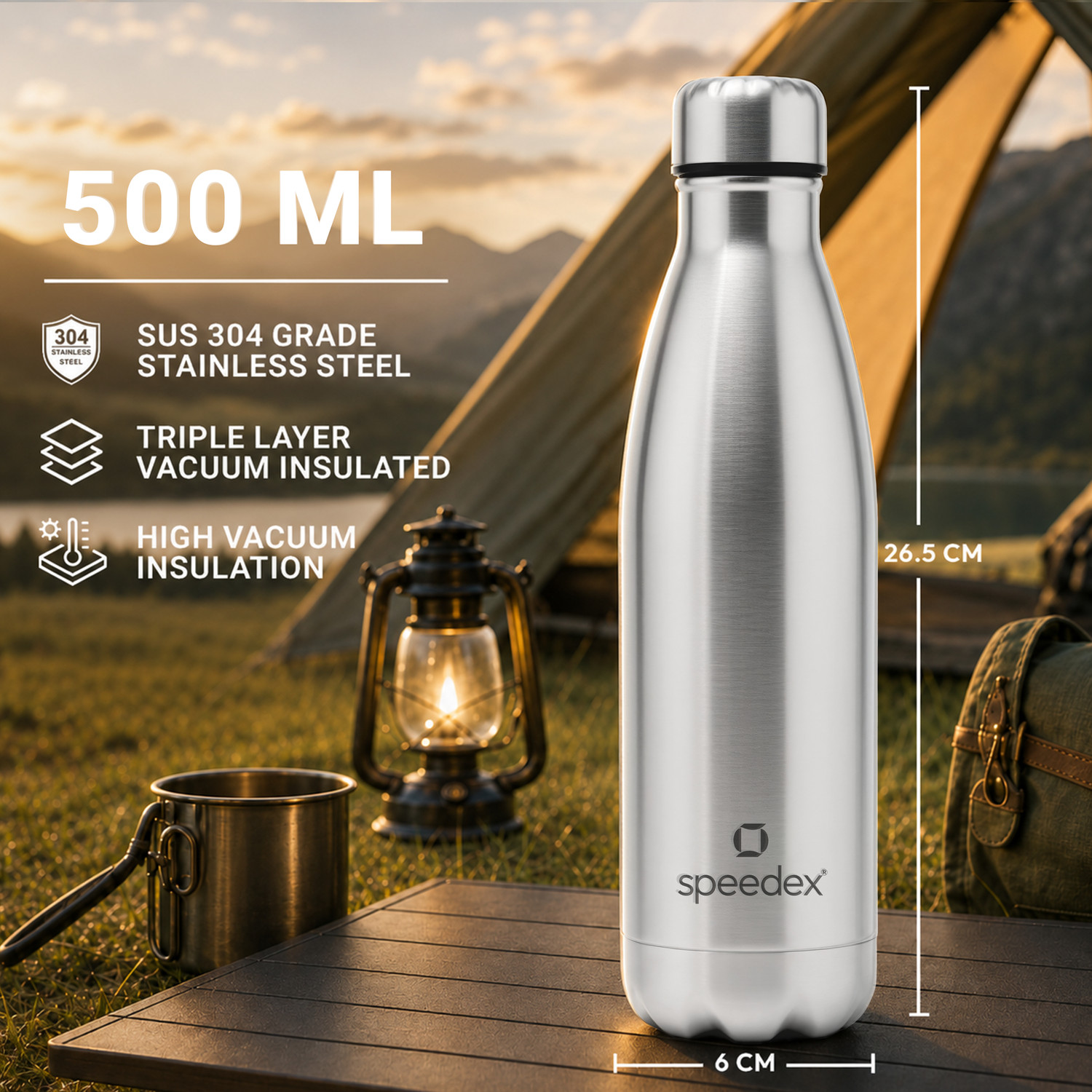 Image of SPEEDEX Thermos Hot & Cold Stainless Steel Bottle 500 ml Stainless Steel Flask