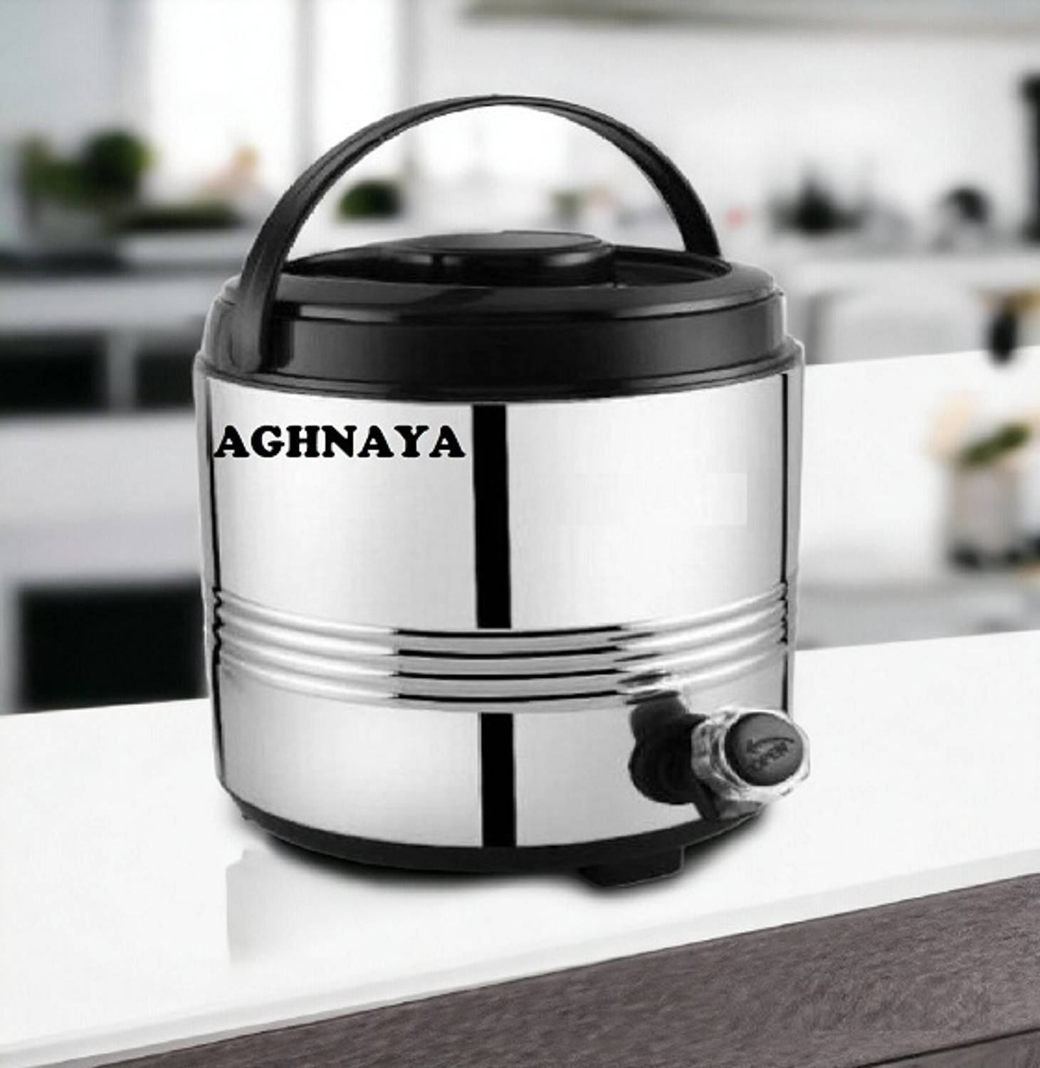 AGHNAYA 3 litre Insulated Stainless Steel Water Jug Plastic Hot & Cold Water Dispenser 3000 ml Steel Flask