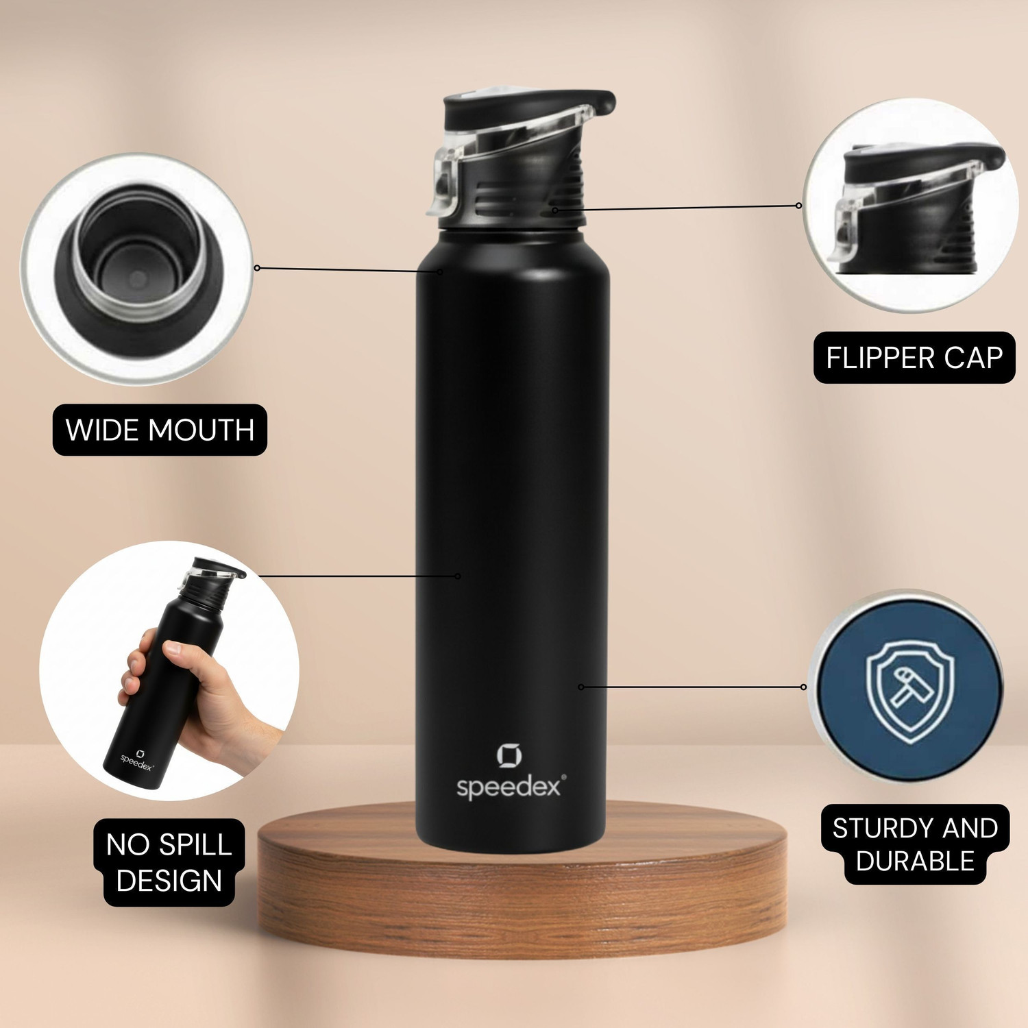 Image of SPEEDEX Water Bottle 1 Ltr for Men, Women, Kids, Adults, School 1000 ml Stainless Steel Bottle