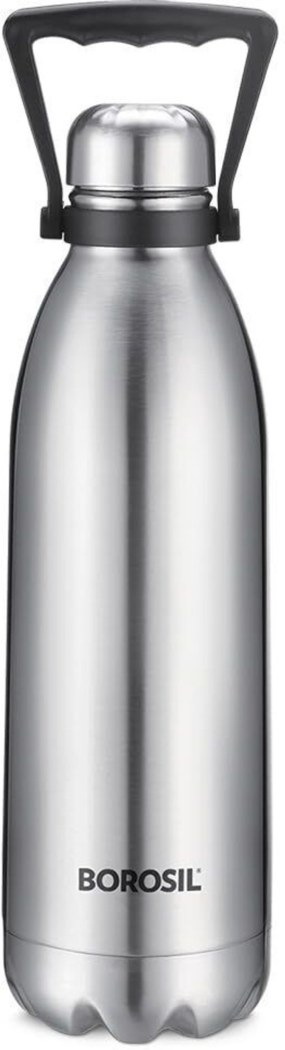 Image of BOROSIL 1800ml Bolt 24 Hours Hot and Cold, Double Wall Vaccum Insulated Flask Bottle 1800 ml Steel Bottle