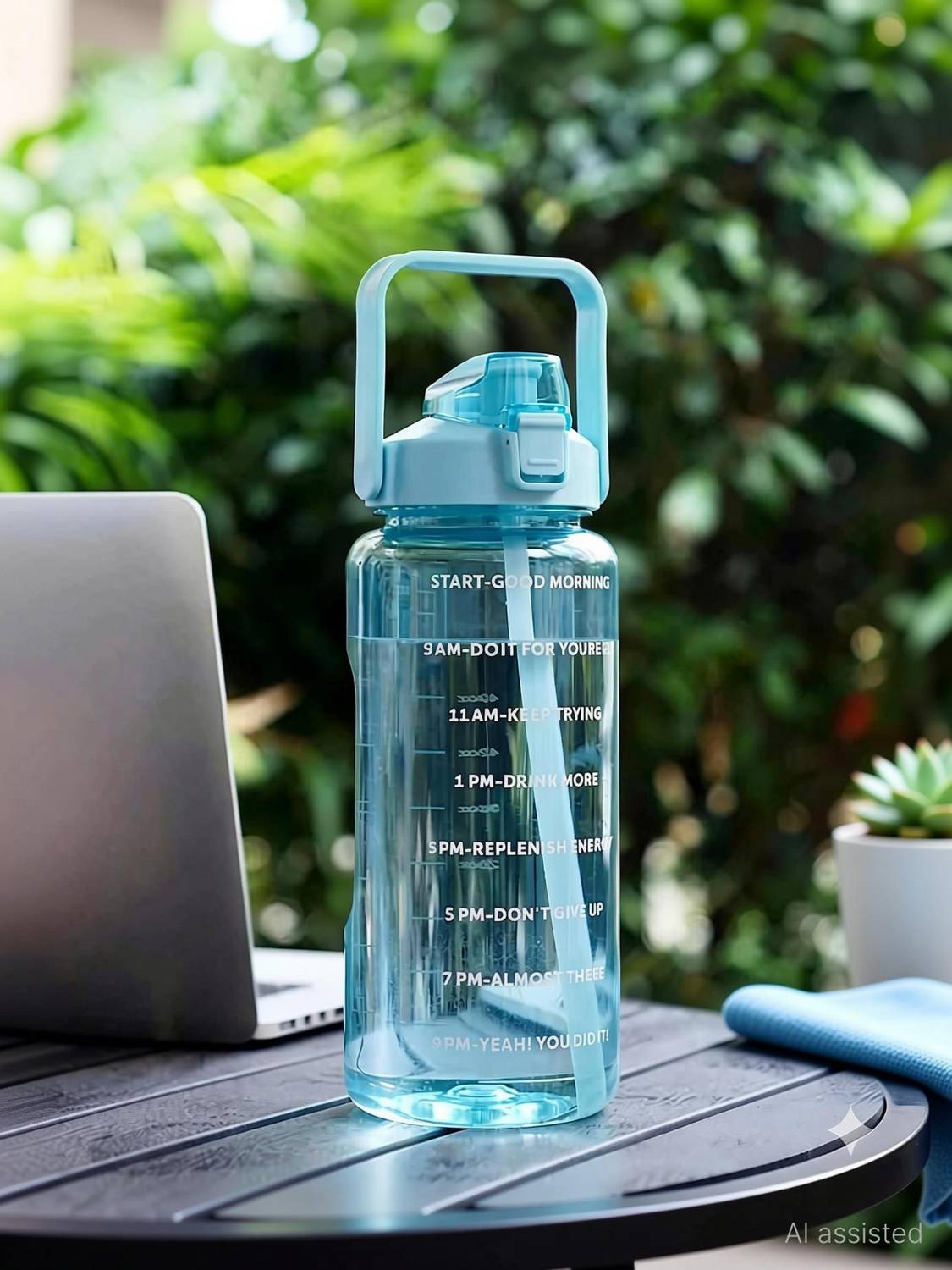 BELLERBIRD 2L Motivational Water Bottle with Straw