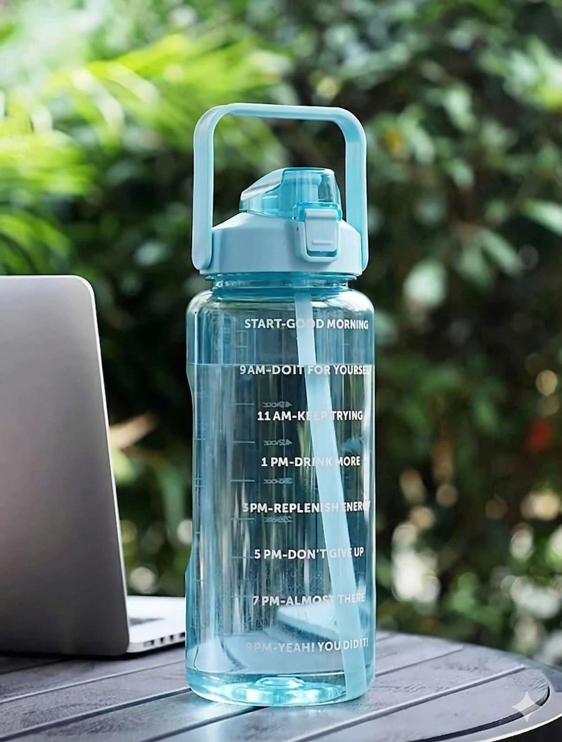 Image of BELLERBIRD 2 Litre Motivational Water Bottle with Straw, Leakproof Wide Mouth BPA Free 2000 ml Plastic Bottle