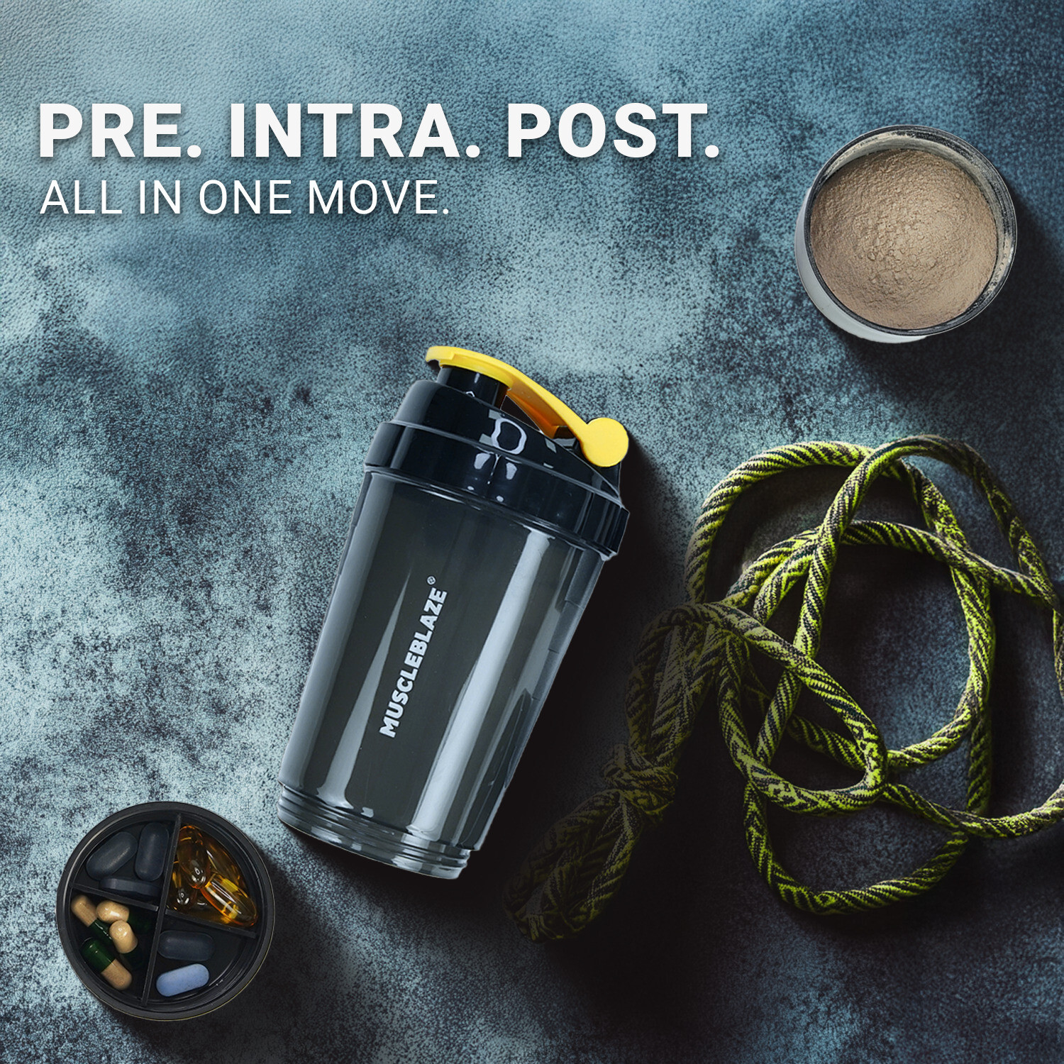 Image of MUSCLEBLAZE Spider Gym Shaker | 100% Leakproof | BPA-Free | Ideal for Whey Protein, 500 ml Plastic Shaker