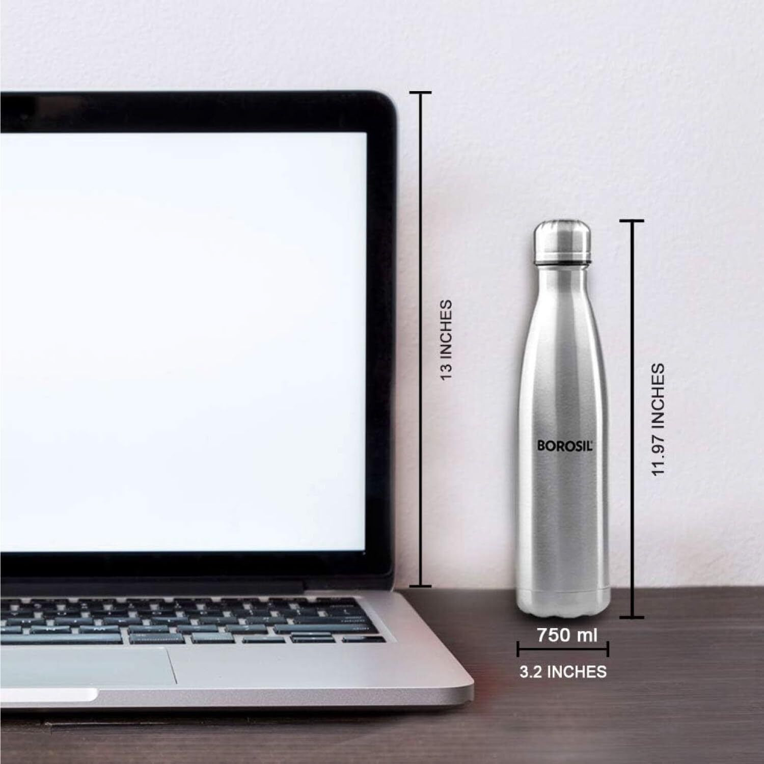 Image of BOROSIL 750ml Bolt 24 Hours Hot and Cold, Double Wall Vaccum Insulated Flask Bottle 750 ml Steel Bottle
