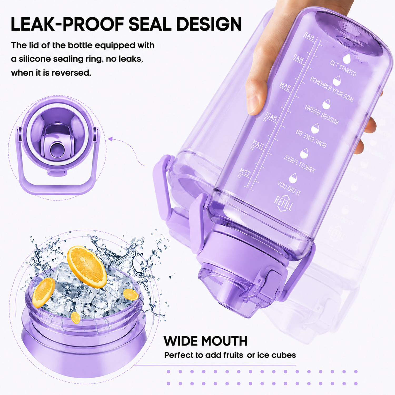 Image of Sedulous Motivational Water Bottle 2000 ml Plastic Bottle