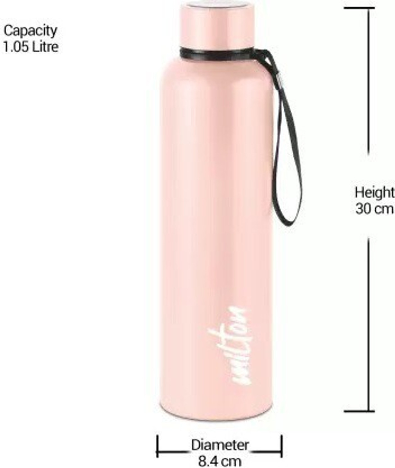 Image of MILTON Aura Thermosteel Bottle,LIGHT PINK| 24 Hours Hot and Cold Rust 1050 ml Steel Bottle