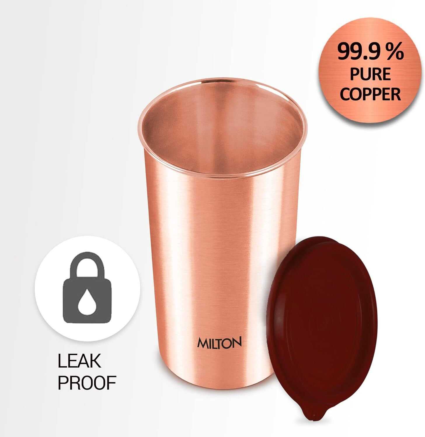 Image of MILTON Copper Tumbler Leak Proof | Office | Gym | Yoga | 480 ml Copper Flask