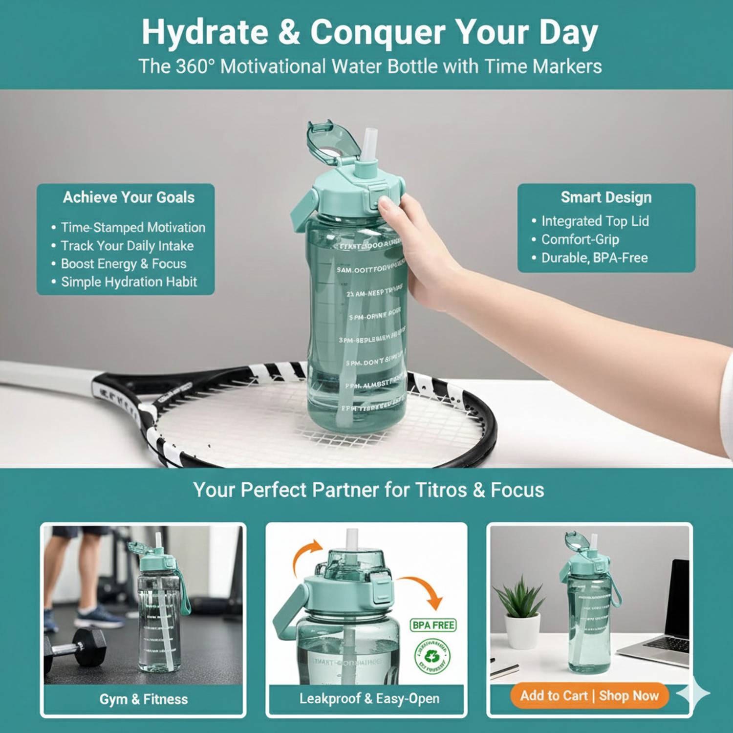 DXDT 2L Motivational Water Bottle - Image 5