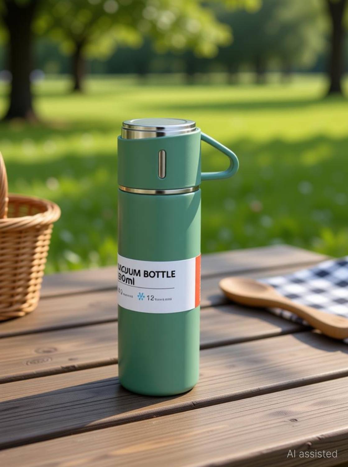 BAKYALAKSHMI STORE Double Wall Thermo 500ml Vacuum Water Flask Gift Set with Two Cup 500 ml Plastic Flask