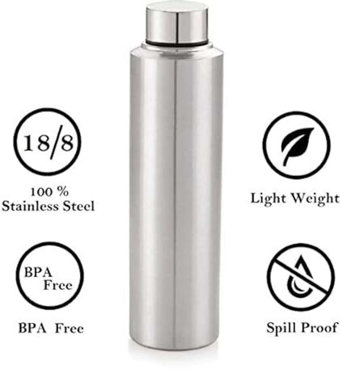Image of bluline Pleasant Matt Fridge Bottle 1000 ml Steel Bottle (Pack of 2, Silver) 1000 ml Stainless Steel Bottle