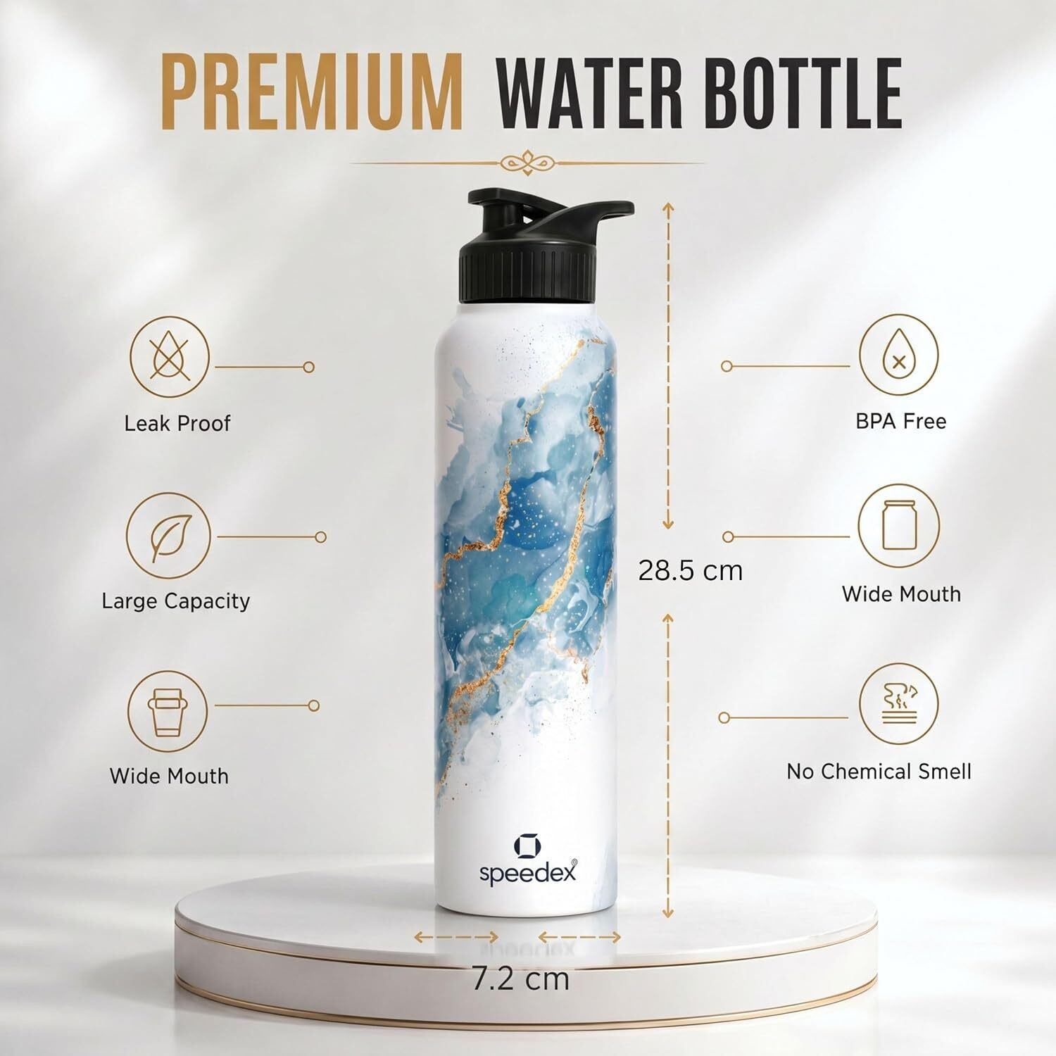 Image of SPEEDEX Water Bottle 1 Ltr 1000 ml, BIS Approved, Leak Proof for Office, School, Gym 1000 ml Stainless Steel Bottle