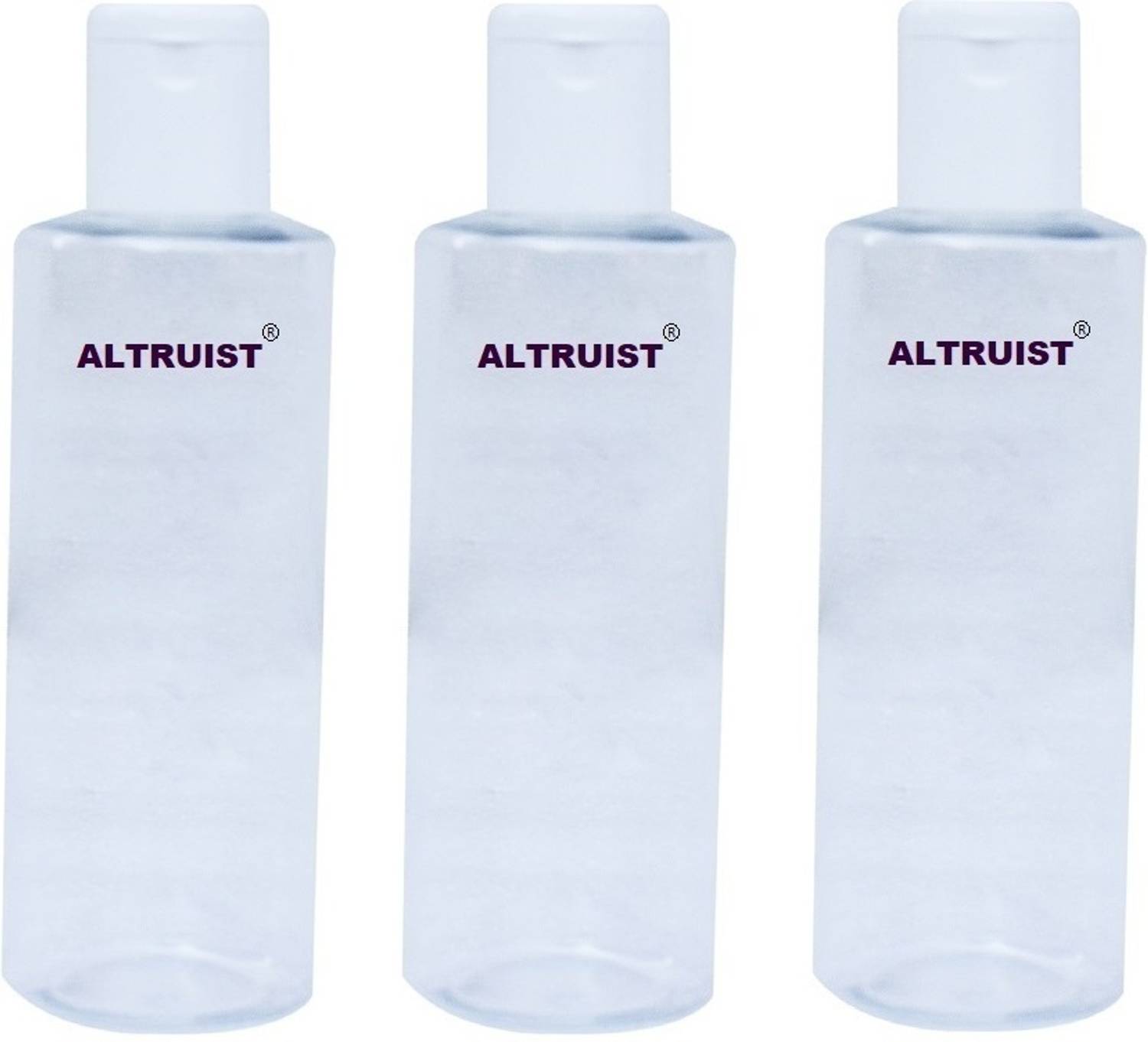 Altruist Empty Clear Plastic Sample Bottle with Flip Caps (300ml) Pack of 3 300 ml PET Bottle