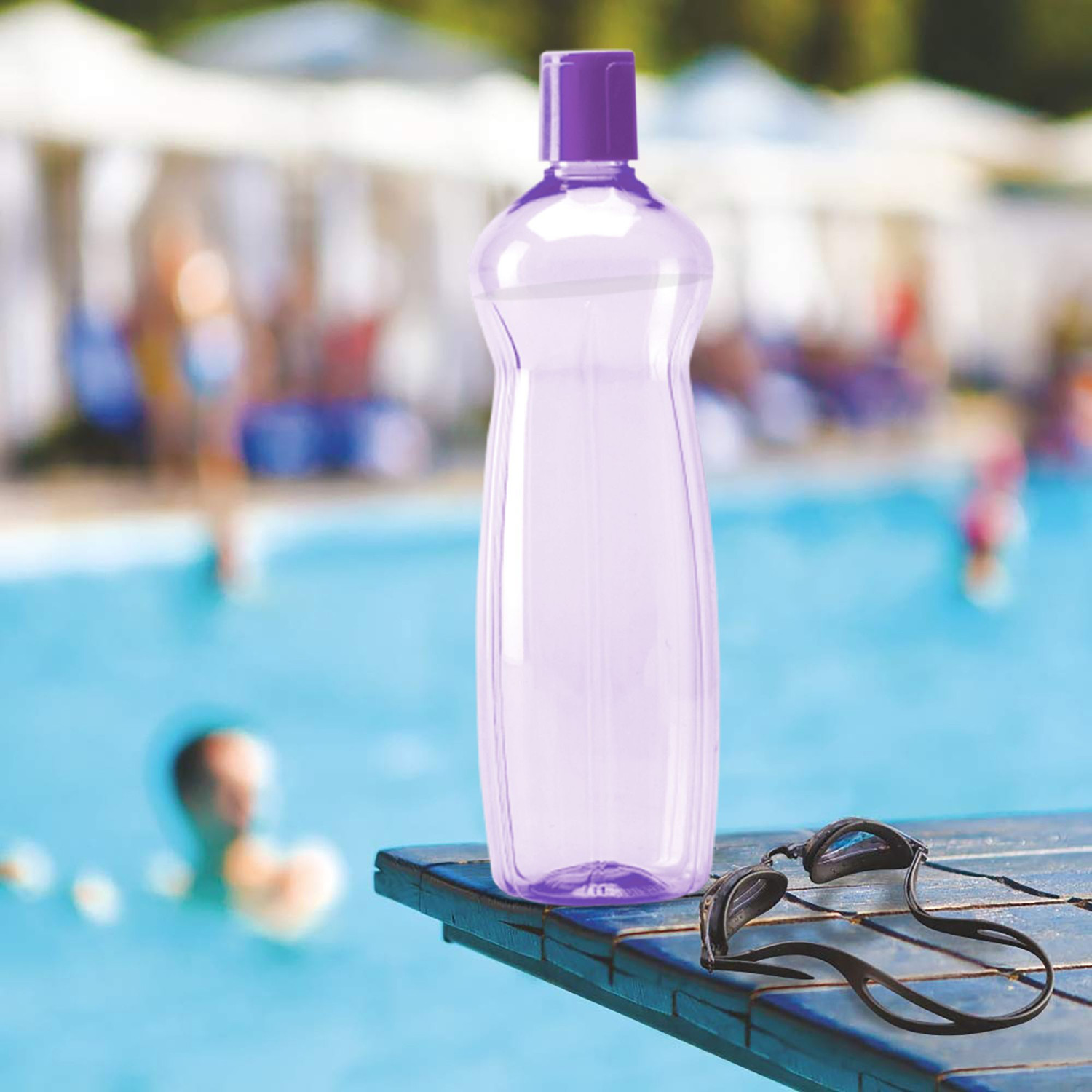 Image of MILTON Pacific 1000 Water Bottle 1 Litre each, set of 12, Purple and Sky Blue for Home 1000 ml Plastic Bottle