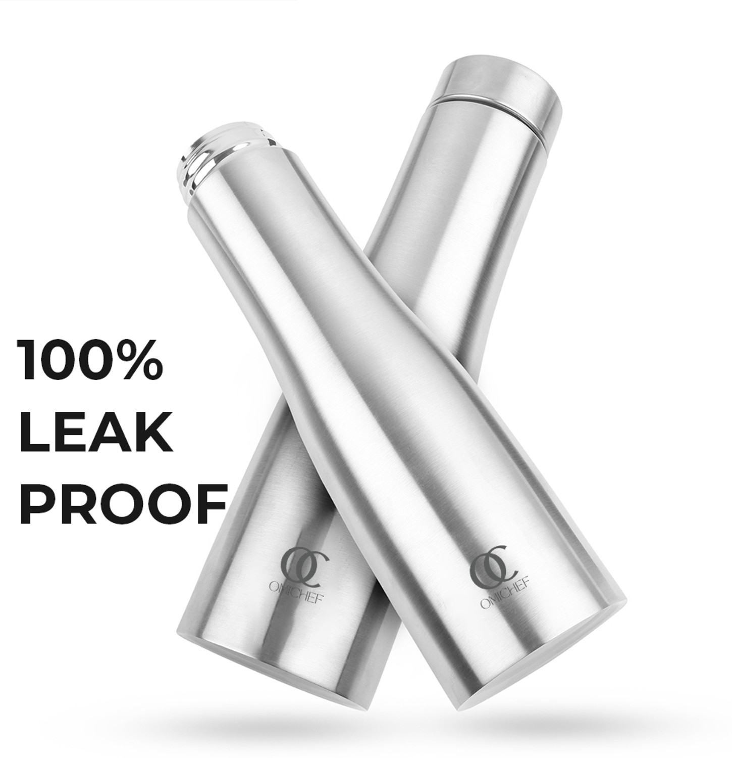 Image of Omichef Hi-Rise Stainless Steel Fridge Water Bottle 1LTR,Best for School /Office /College 1000 ml Steel Bottle