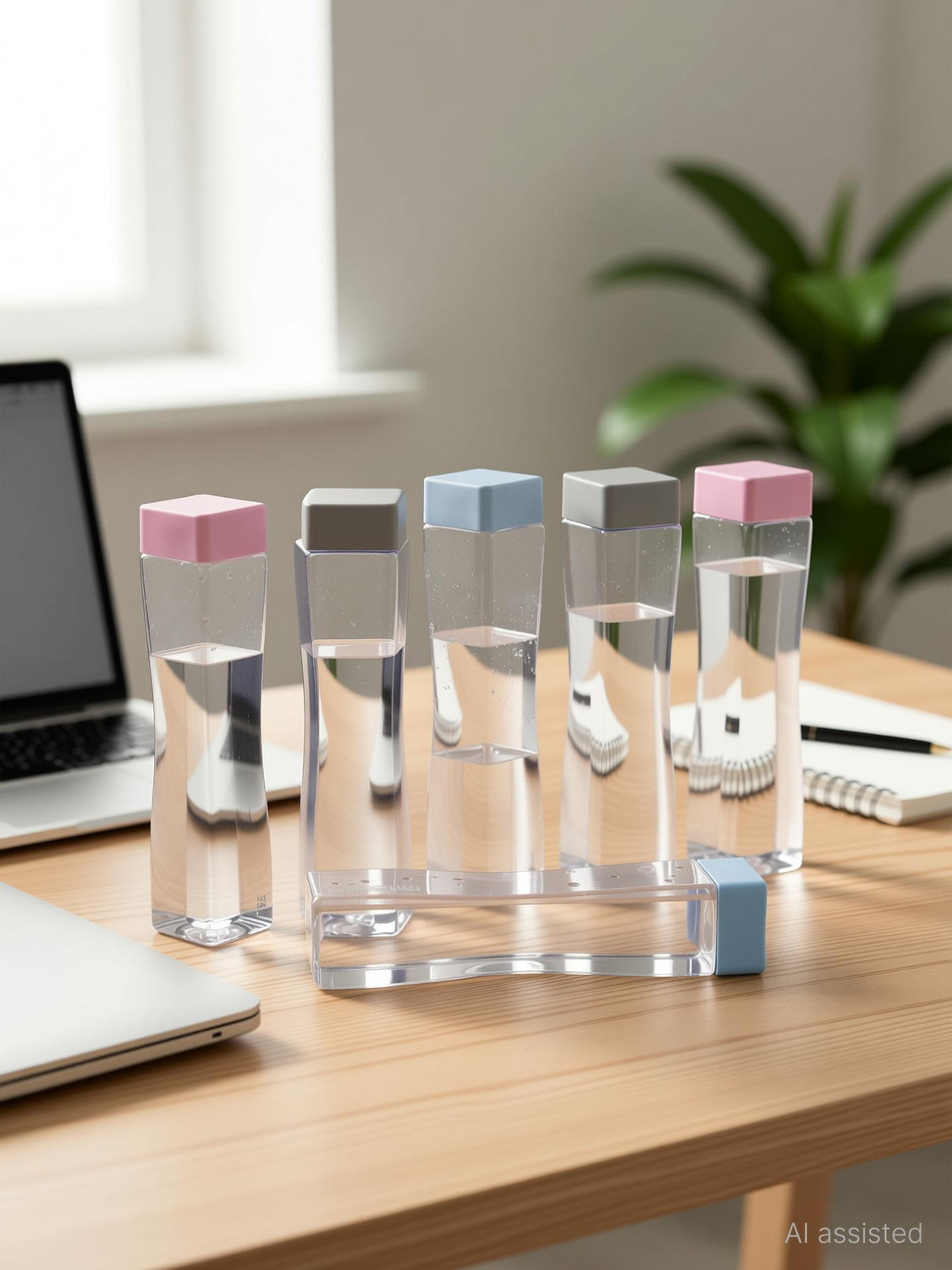 Image of URBANHUDA Premium Quality Square Shape Water Bottle Set For Fridge 6 Pcs 1001 ml Plastic Bottle