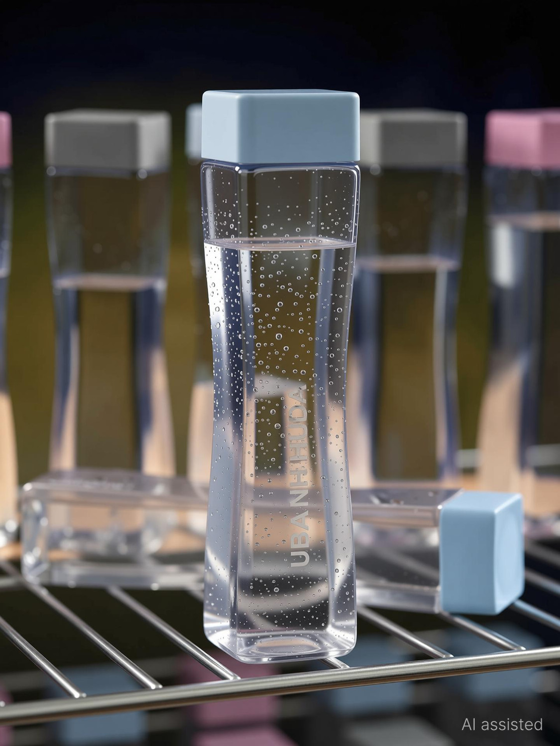 Image of URBANHUDA Premium Quality Square Shape Water Bottle Set For Fridge 6 Pcs 1001 ml Plastic Bottle