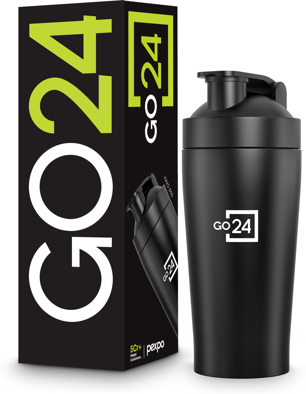 Image of pexpo Kayo Plus Stainless Steel Gym Shaker Bottle for Protein and Supplements 800 ml Stainless Steel Shaker