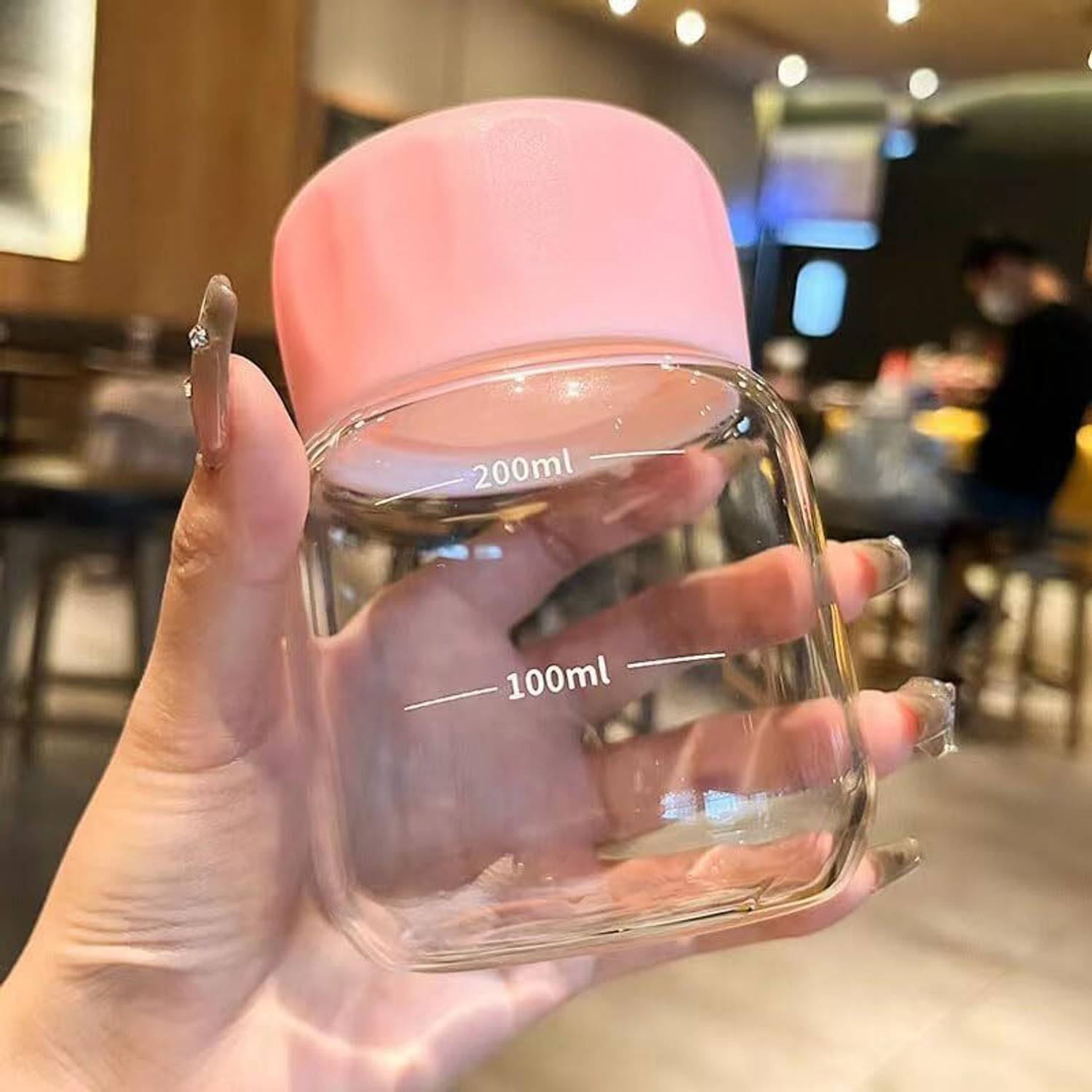 Adhunyk Small Glass Water Bottles Juice Bottles, Cute Water Bottles with Scale for Juice 290 ml Glass Sipper