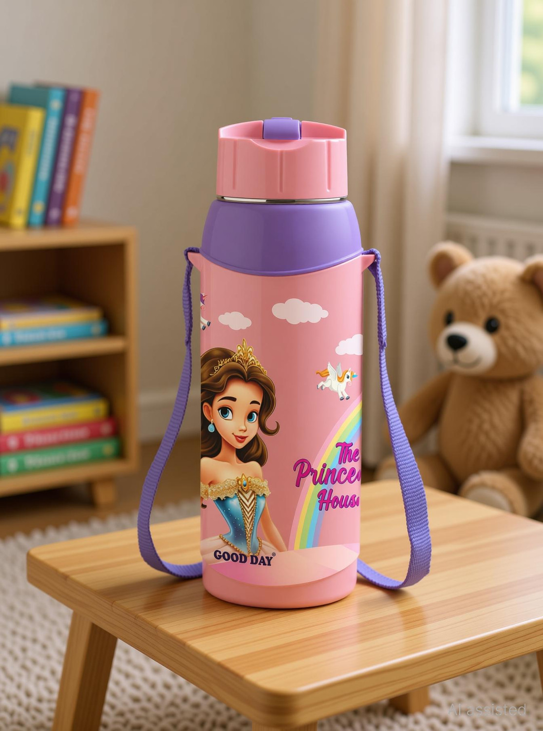 Image of Good Day Vigo 600 Stainless Steel Insulated Water Bottle For Kids | 520 ml Plastic Bottle
