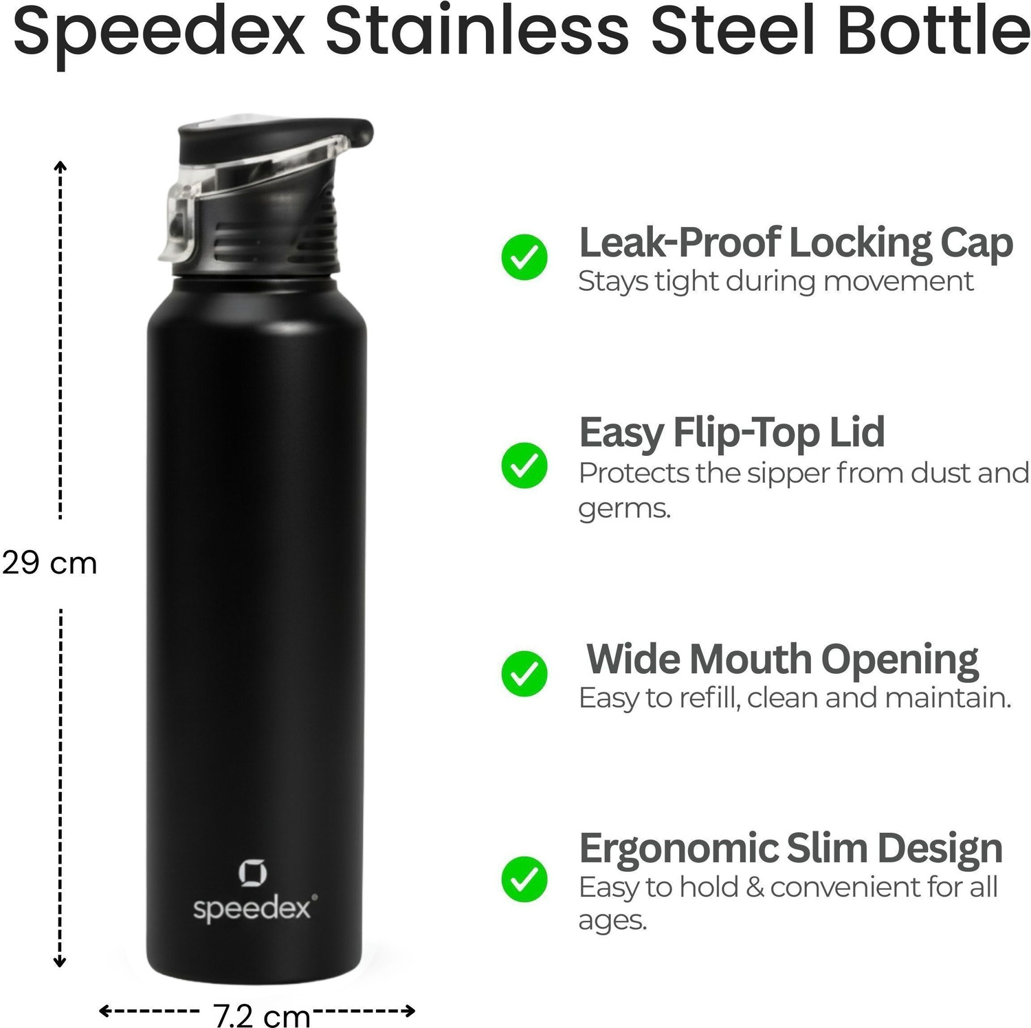 Image of SPEEDEX Water Bottle 1 Ltr for Men, Women, Kids, Adults, School 1000 ml Stainless Steel Bottle