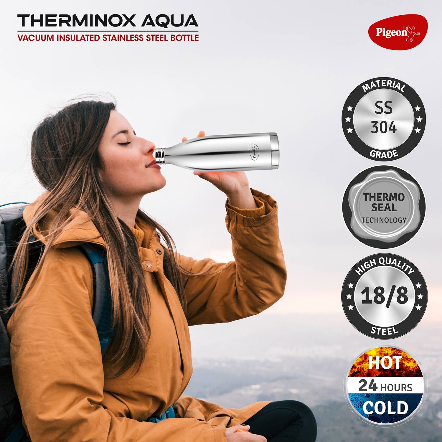 Pigeon Aqua 1000 ml Stainless Steel Flask Green Pack of 1 - Image 2