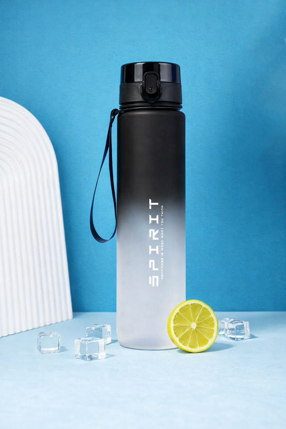 Image of KeepCart 1000 ML Round Unbreakable Transparent Plastic Motivational Leak Proof Bottle 1000 ml Plastic Bottle