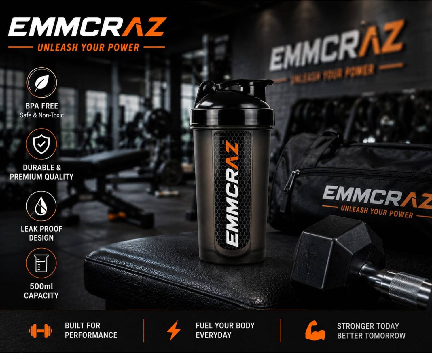 Emmcraz 500 ml Protein Shaker - Image 4