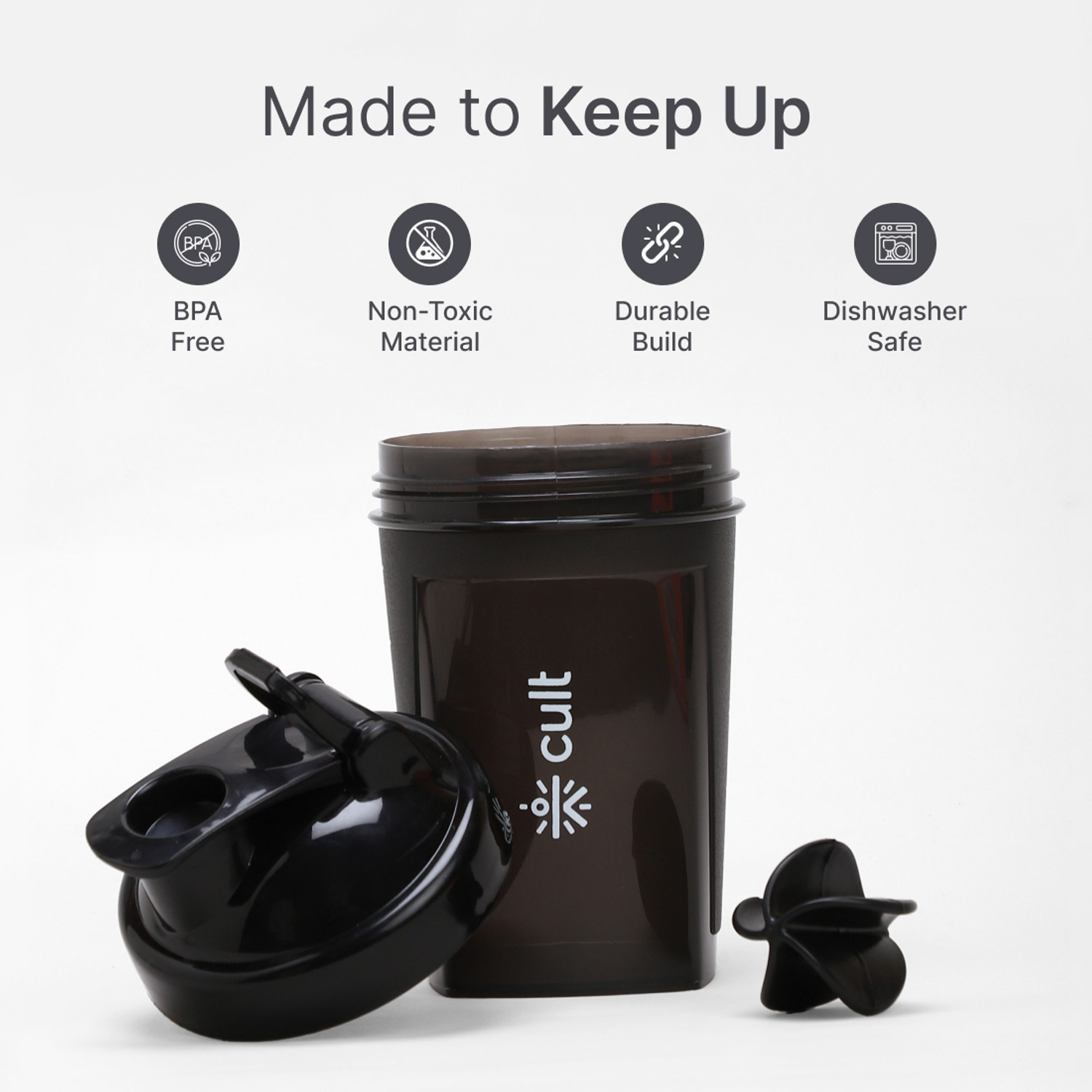 Image of Cult Shaker Bottle with Blender Ball Leakproof Flip top 500 ml Plastic Shaker