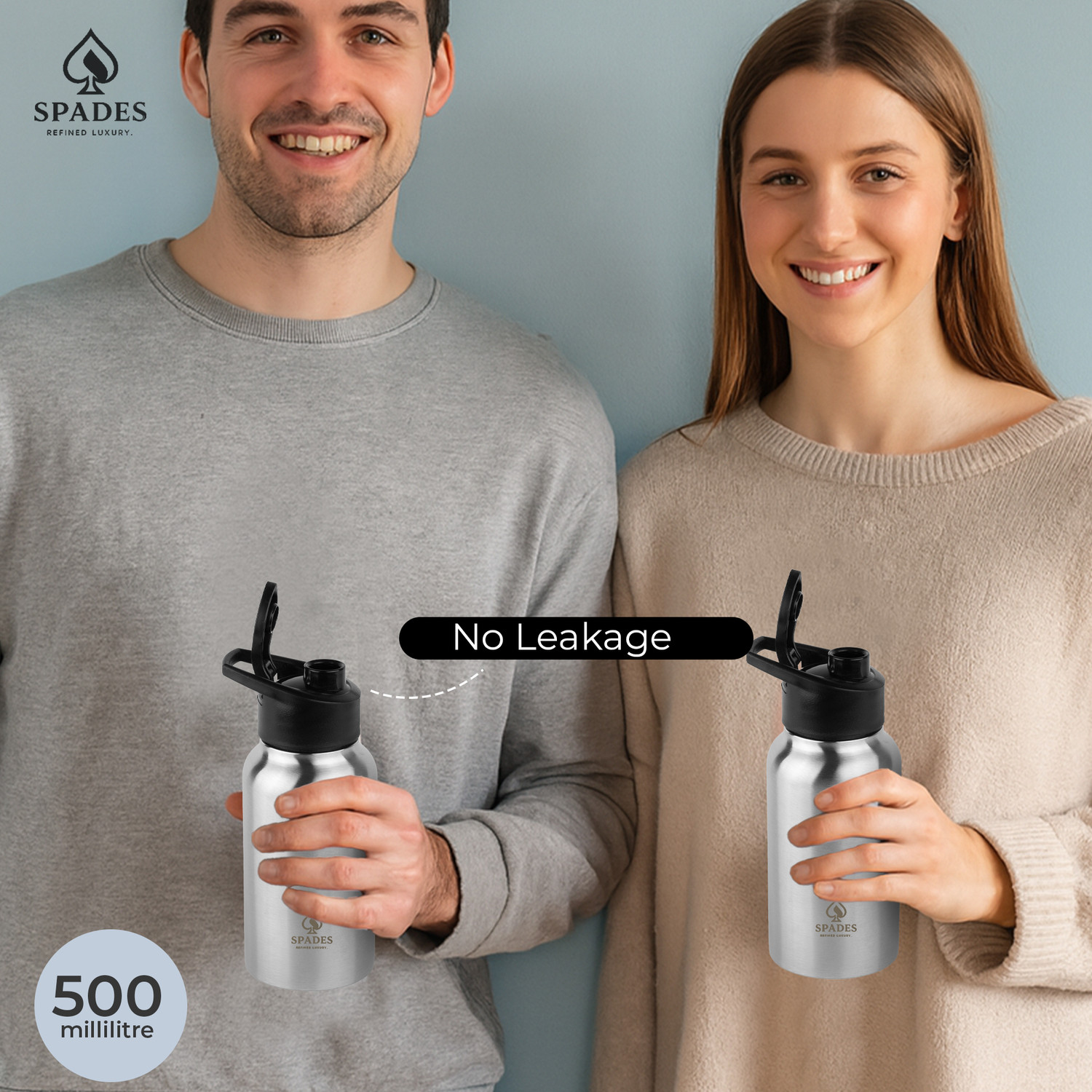 Image of SPADES Stainless Steel Sipper Water Bottle 500ml 500 ml Stainless Steel Bottle