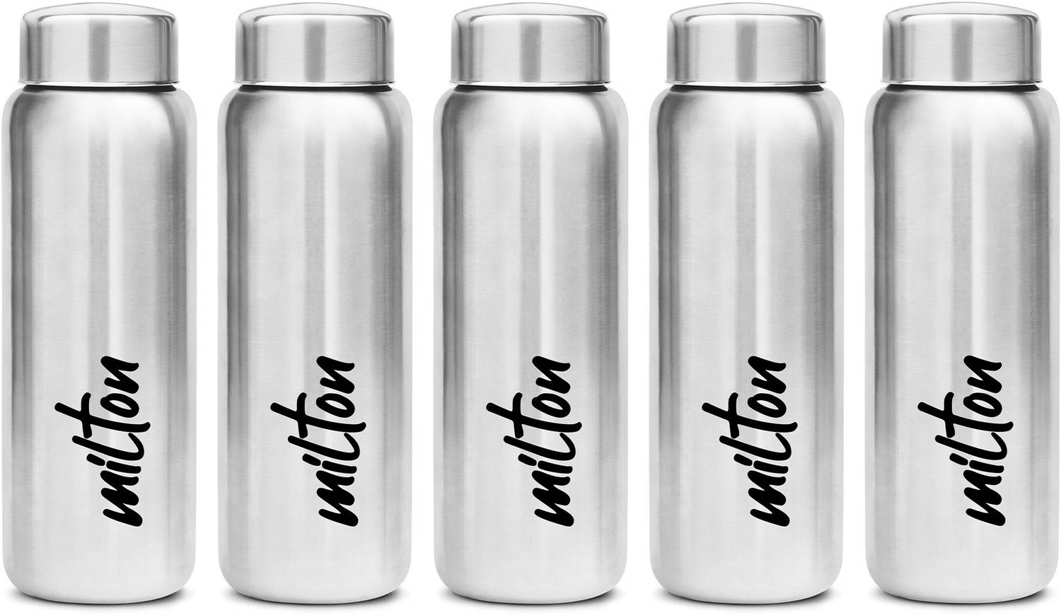 MILTON Aqua 750 Stainless Steel Water Bottle, Set of 5, 750 ml Each, Silver 750 ml Stainless Steel Bottle