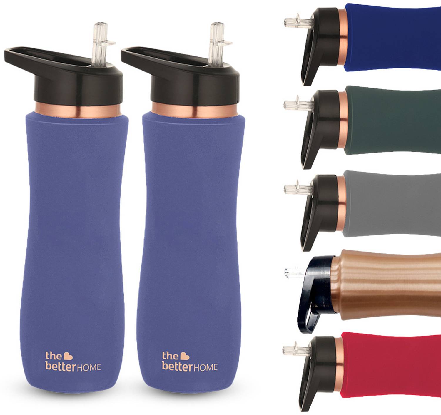 The Better Home Copper Water Bottle with Sipper (700ml) | 100% Pure Copper Bottle | Leak Proof 700 ml Copper Bottle