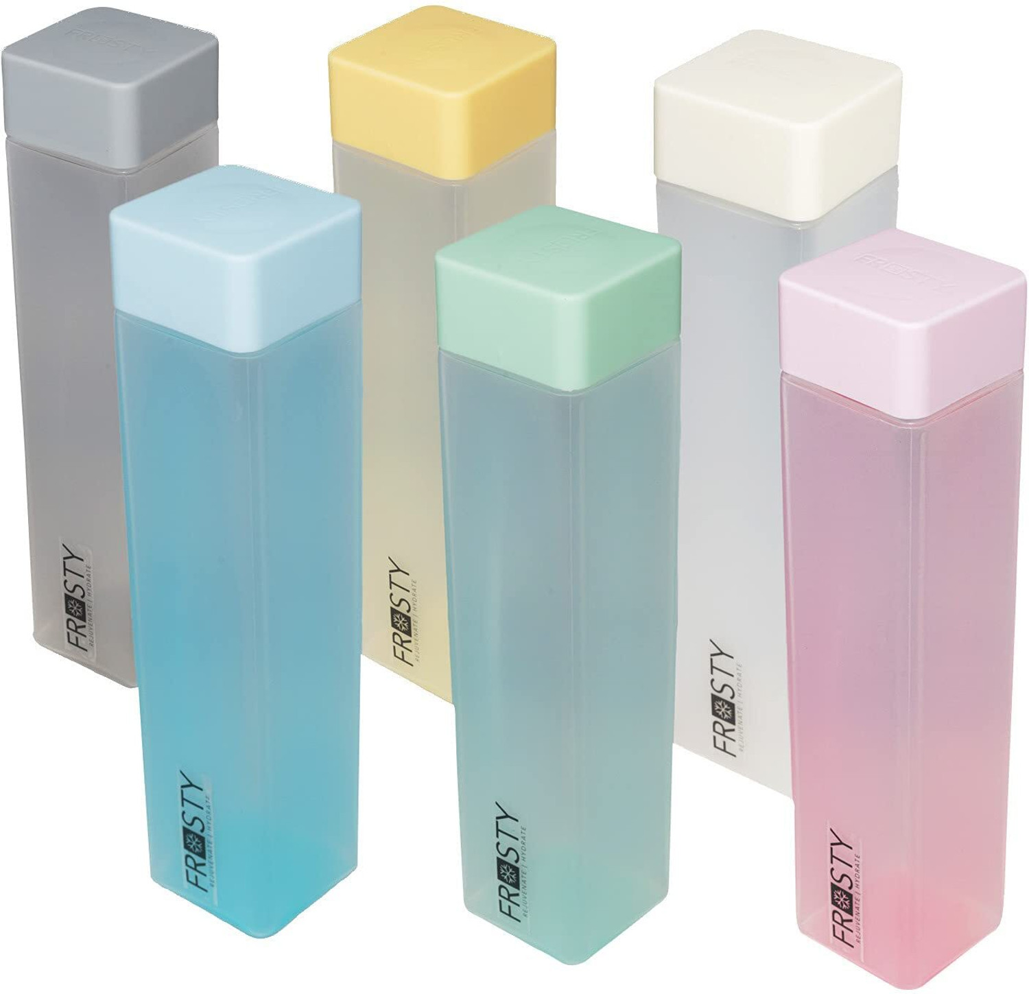 Image of ANJANISUT Unbreakable Square Plastic Food Grade Fridge Bottle Set of 6 (1000 ml) 1000 ml Plastic Bottle