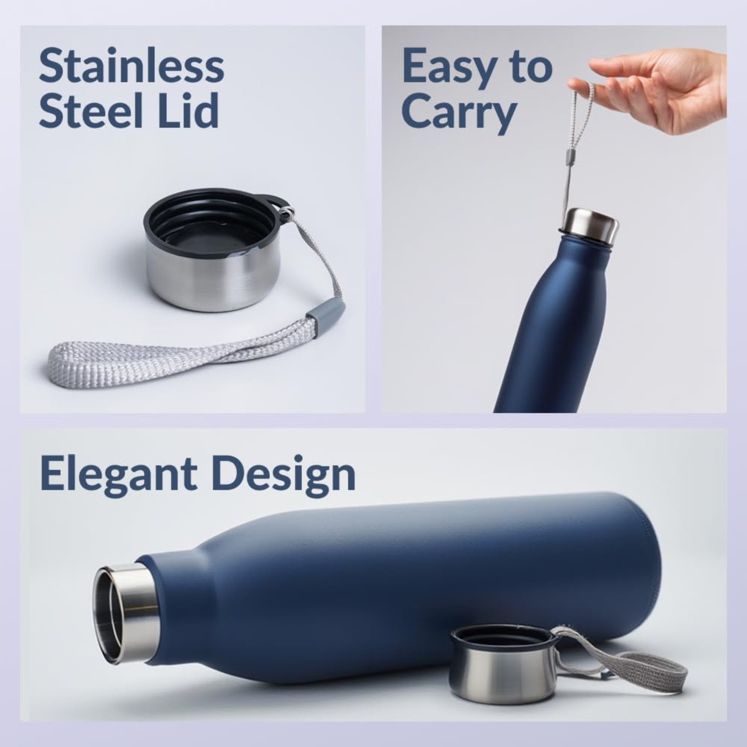 Image of KasaCore Stainless Steel Water Bottle | Leakproof Bottle for Gym & Office | 1000 ml Stainless Steel Bottle