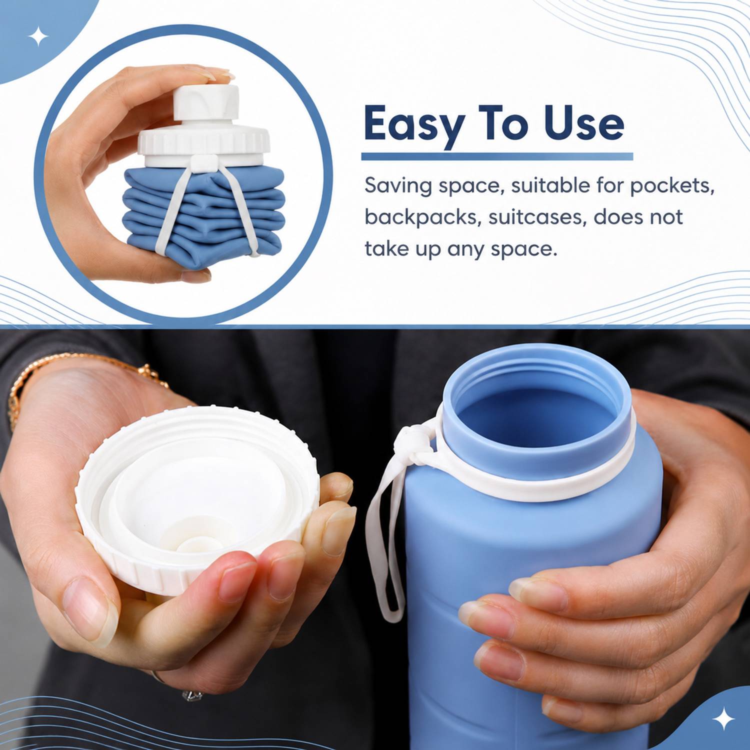 Moushumi Silicone Foldable Water Bottle 600ml - Image 4