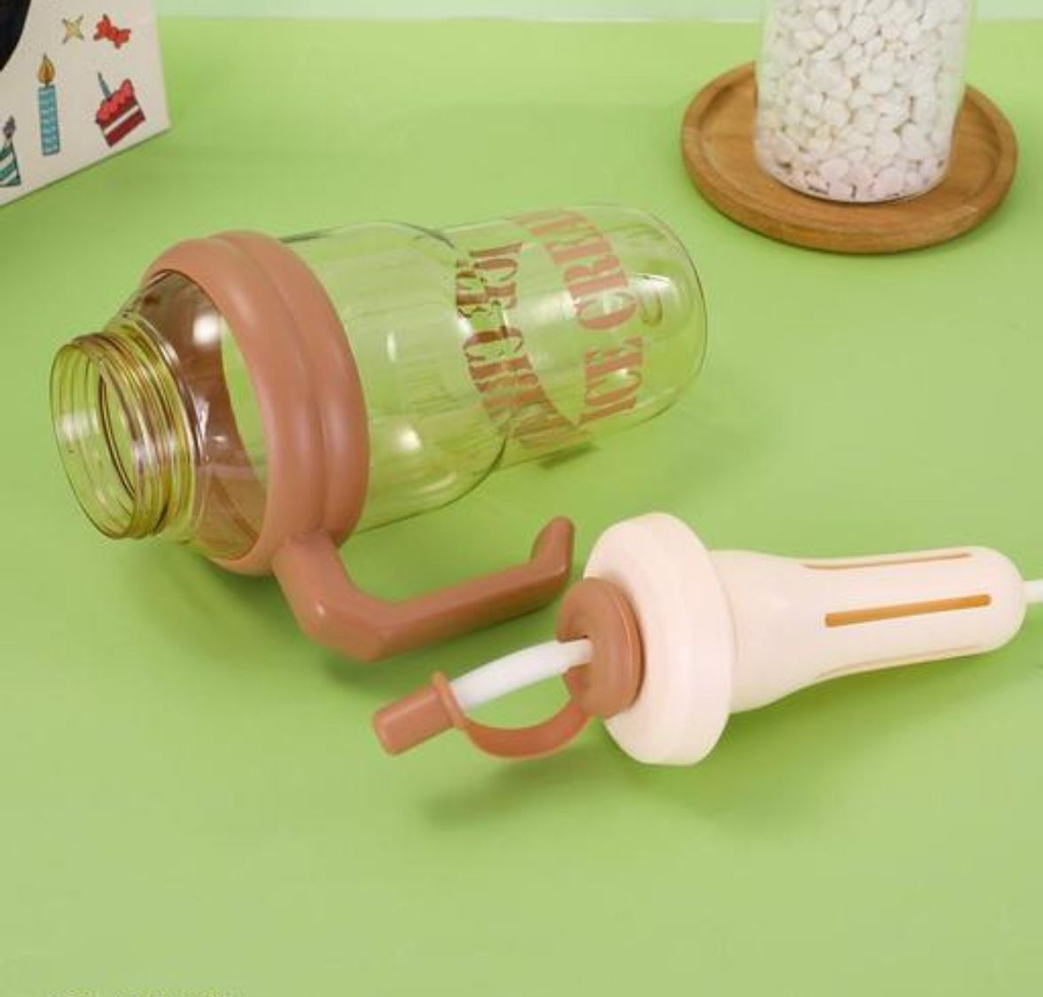 Image of advik mart 1300ml Ice Cream Shape Plastic Bottle | Reusable BPA-Free Sports Sipper 1300 ml Plastic Sipper