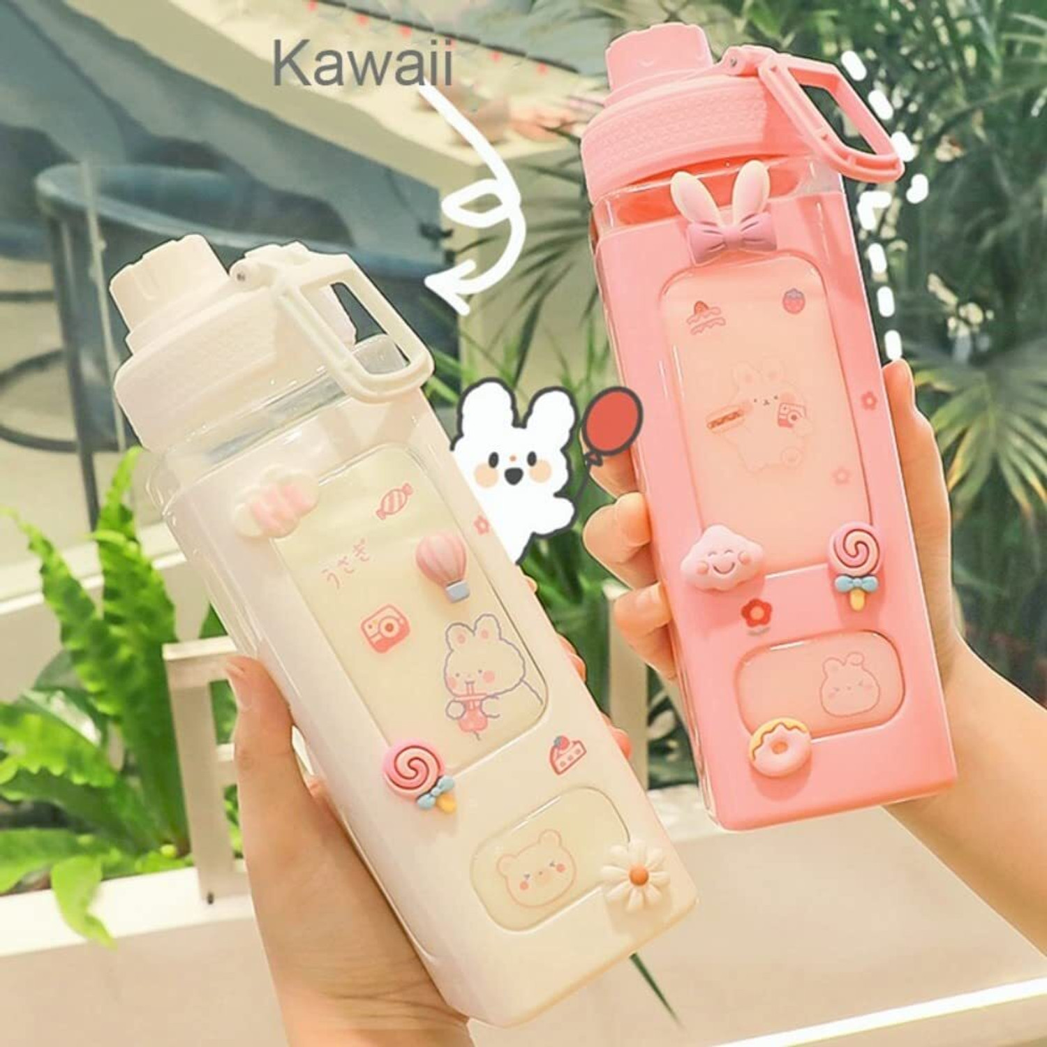 Image of Khunt Enterprise Kawai bottle Leakproof Durable BPA-free Non-Toxic Water bottle for home, office 700 ml Plastic Bottle (Pack of 1, Multicolor)