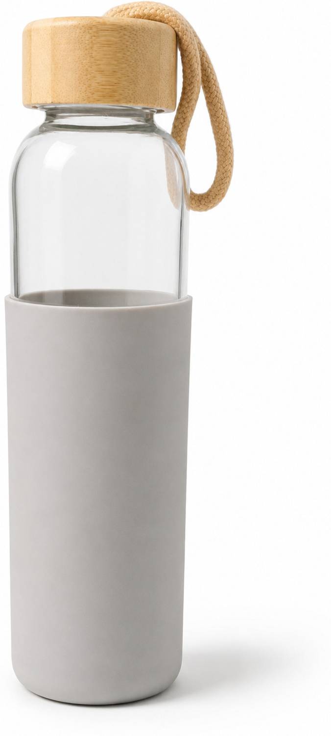 Bamboo Haat Borosilicate Glass Water Bottle with Bamboo Lid and Silicone Sleeve | 500 ml Glass Bottle