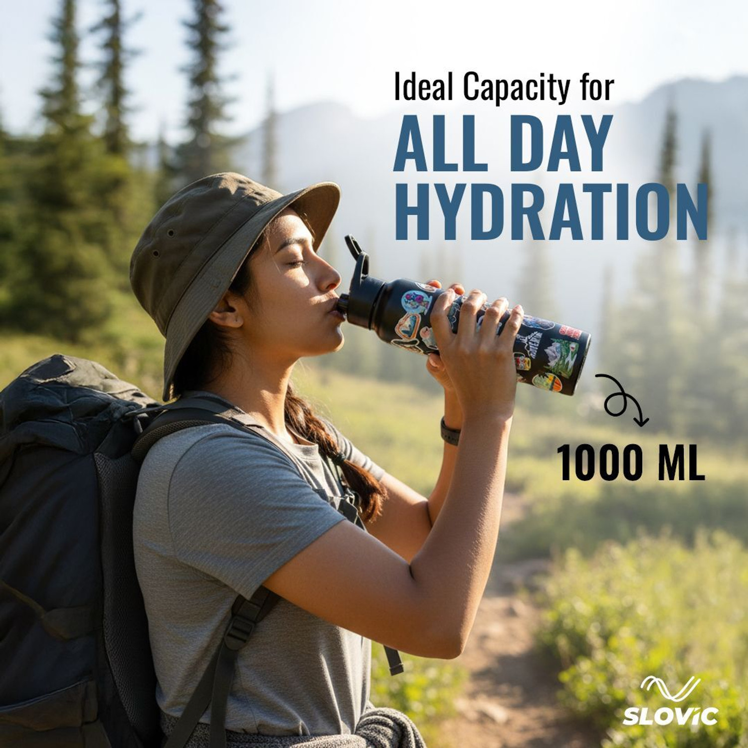 Image of SLOVIC Water Bottle | Durable & Stylish | Leak-Proof | BPA Free 1000 ml Stainless Steel Bottle