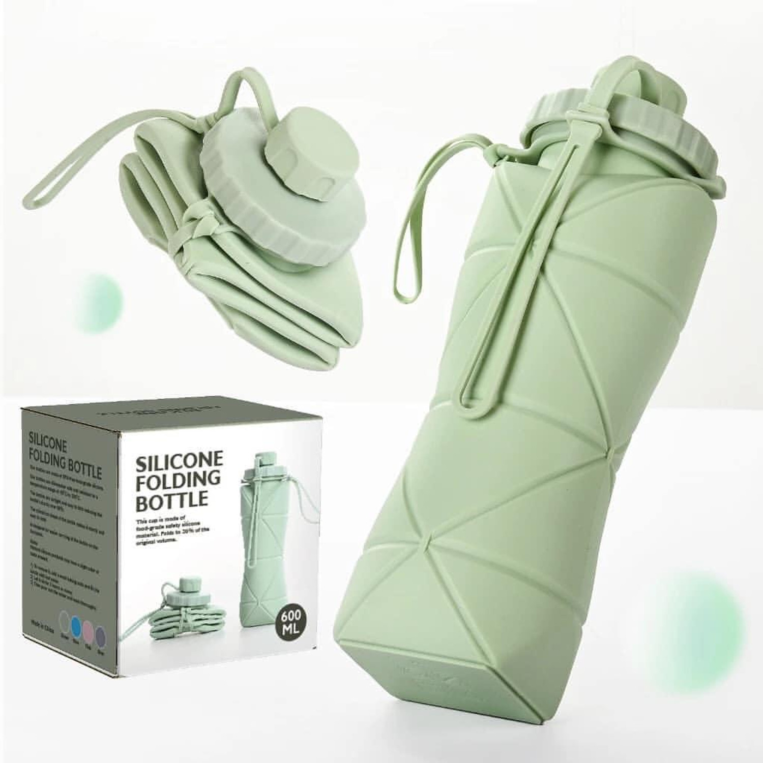 Image of QUICKCARTMART Collapsible Silicone Water Bottle Leakproof for kids, Gym, travel, office 600 ml Silicone Bottle
