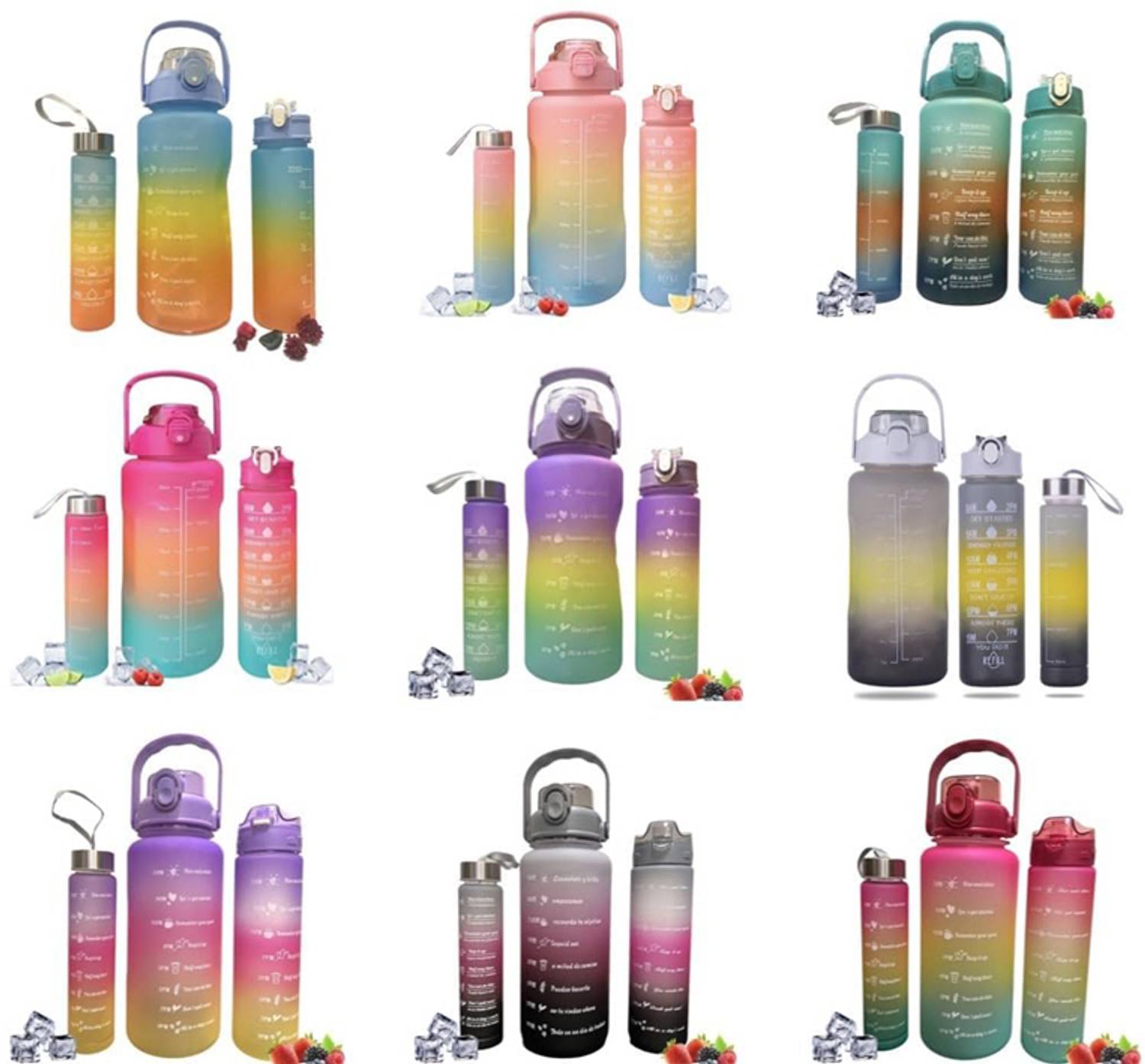 DEKIYANZ Set of 3 Water Bottle with Motivational Time Marker
