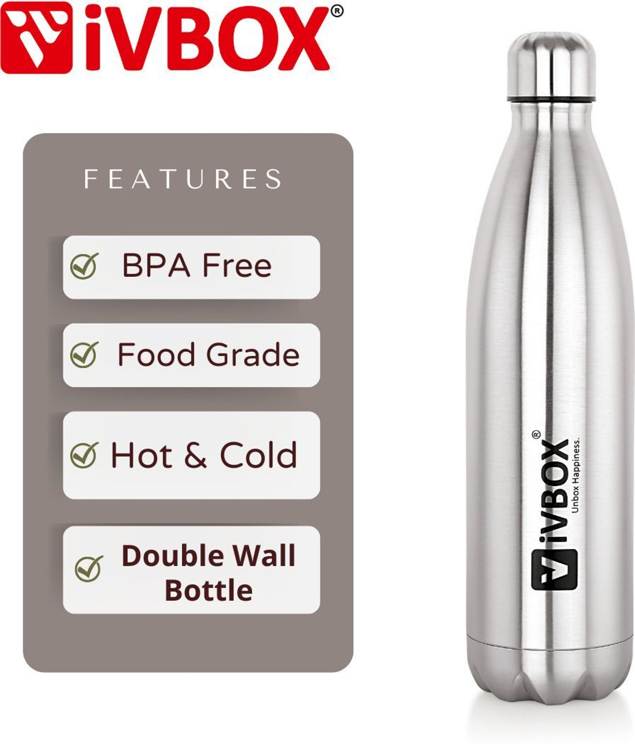 Image of iVBOX Winto Combo-Pack Electric Kettle 1.8 Ltr and Hot & Cold Double-Wall Water Bottle 1000 ml Steel Flask