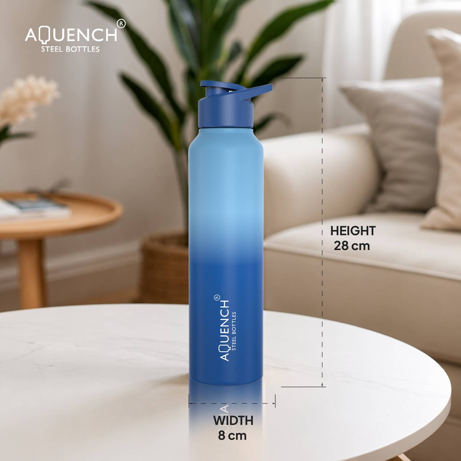 AQUENCH Lean 1 Litre Dual Color Stainless Steel Water Bottle - Image 4