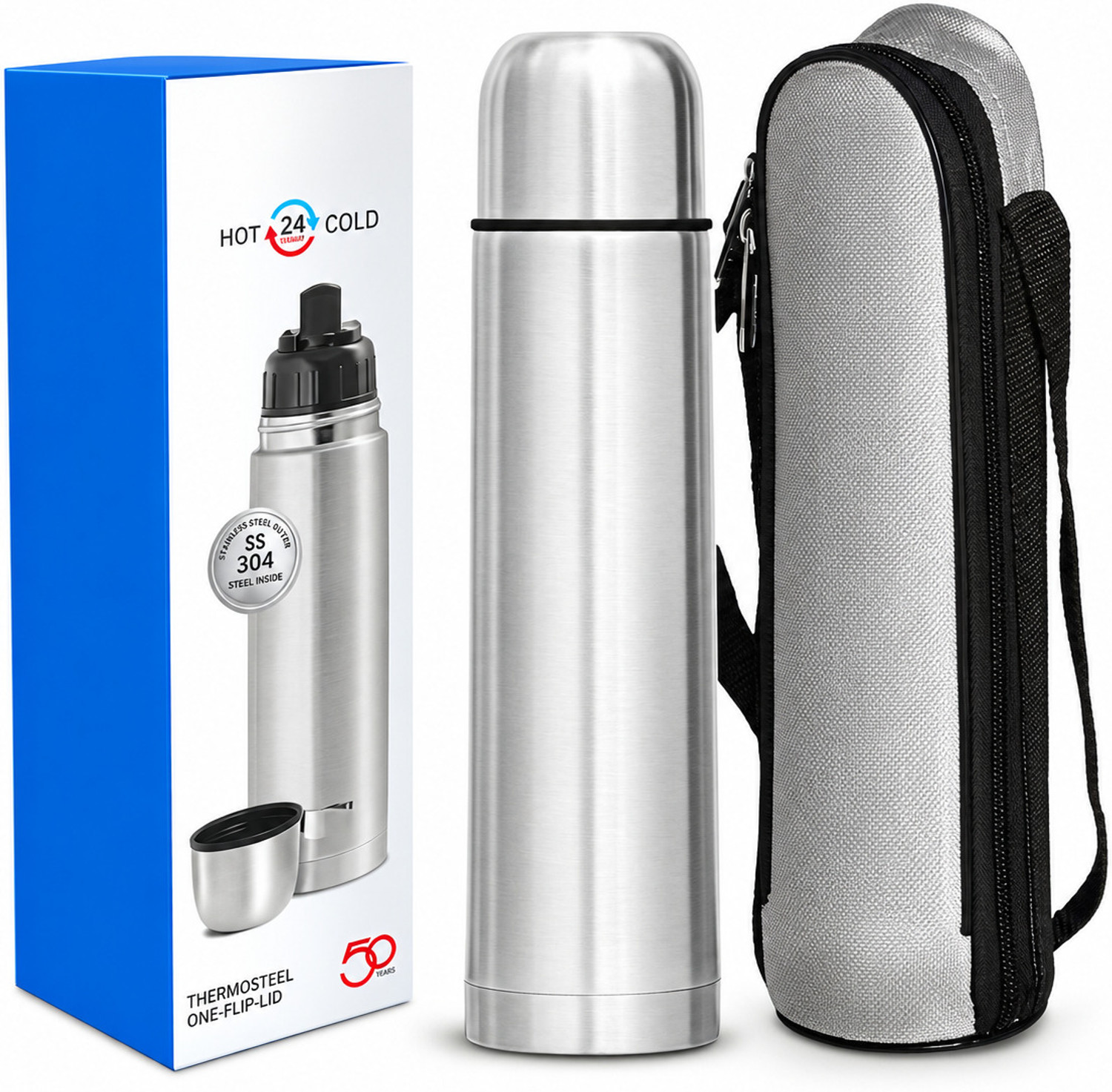 Image of Civet cat Premium Multipurpose Stainless Steel Bottle 500 ml Stainless Steel Bottle (Pack of 1, Steel /Chrome)