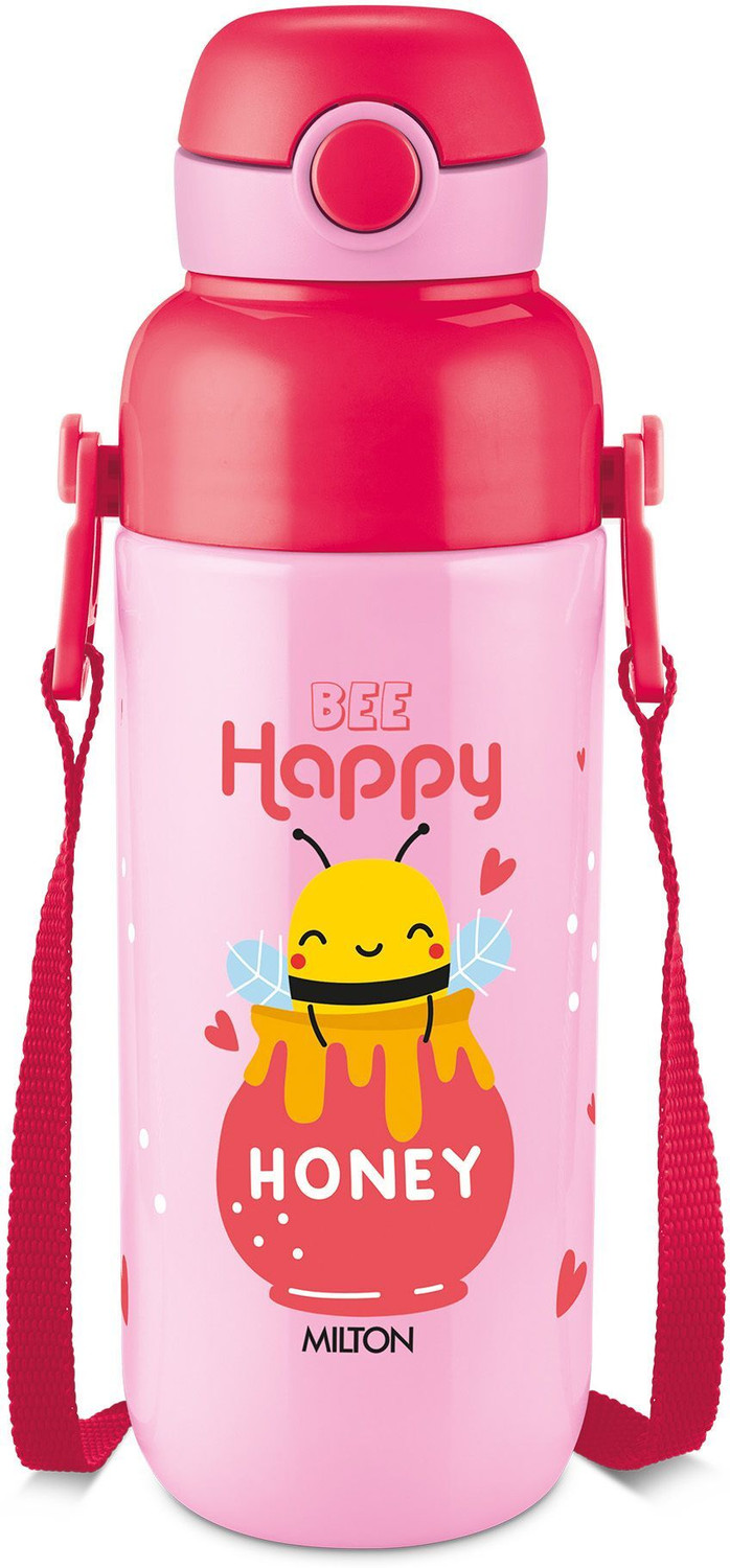 Image of MILTON Steel Indus 600 Thermoware PU Insulated, 500 ml Water Bottle with Straw, Pink 500 ml Stainless Steel Bottle