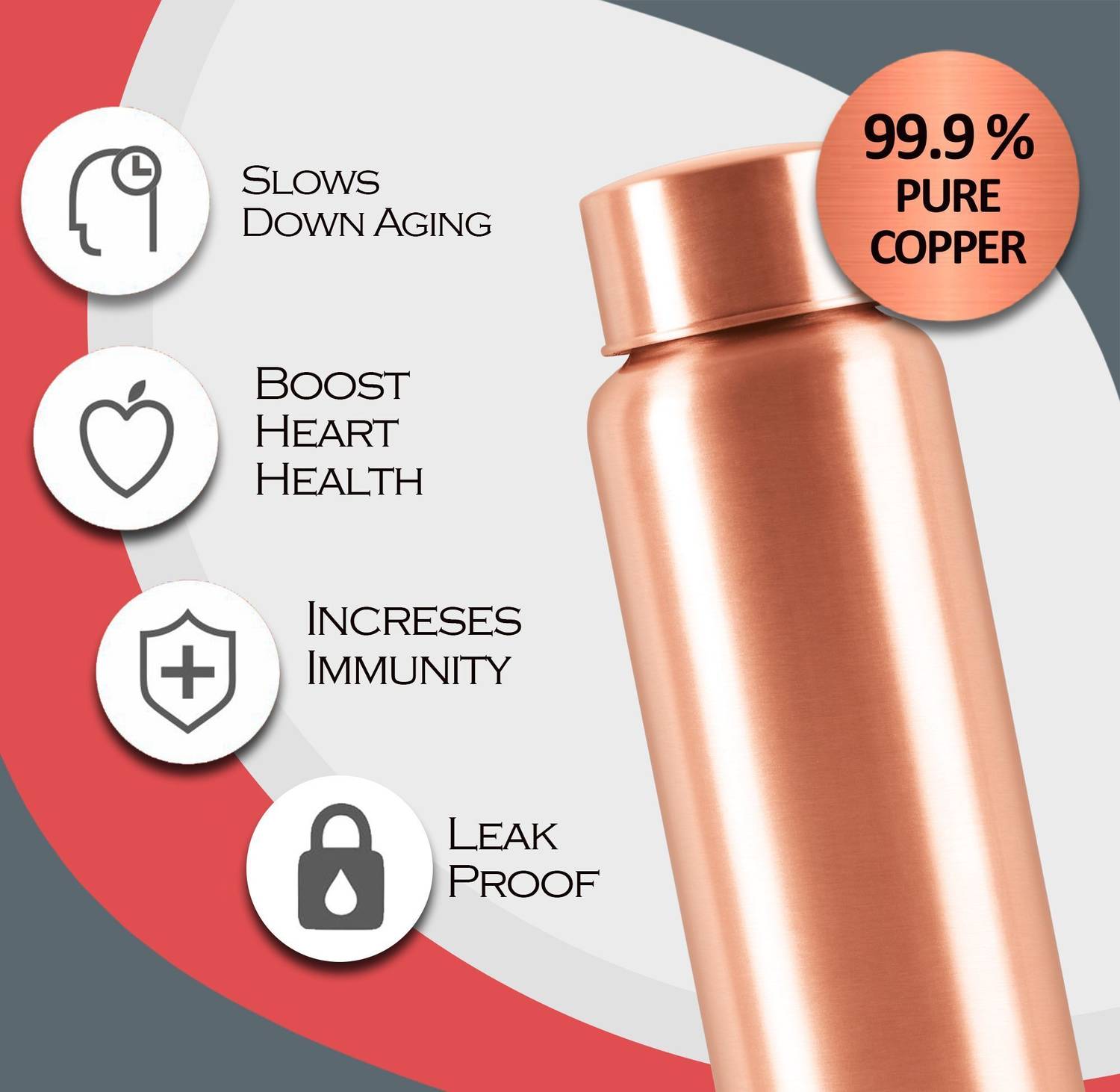 MILTON Copper Aqua 1000, 950 ml, Copper - Image 2
