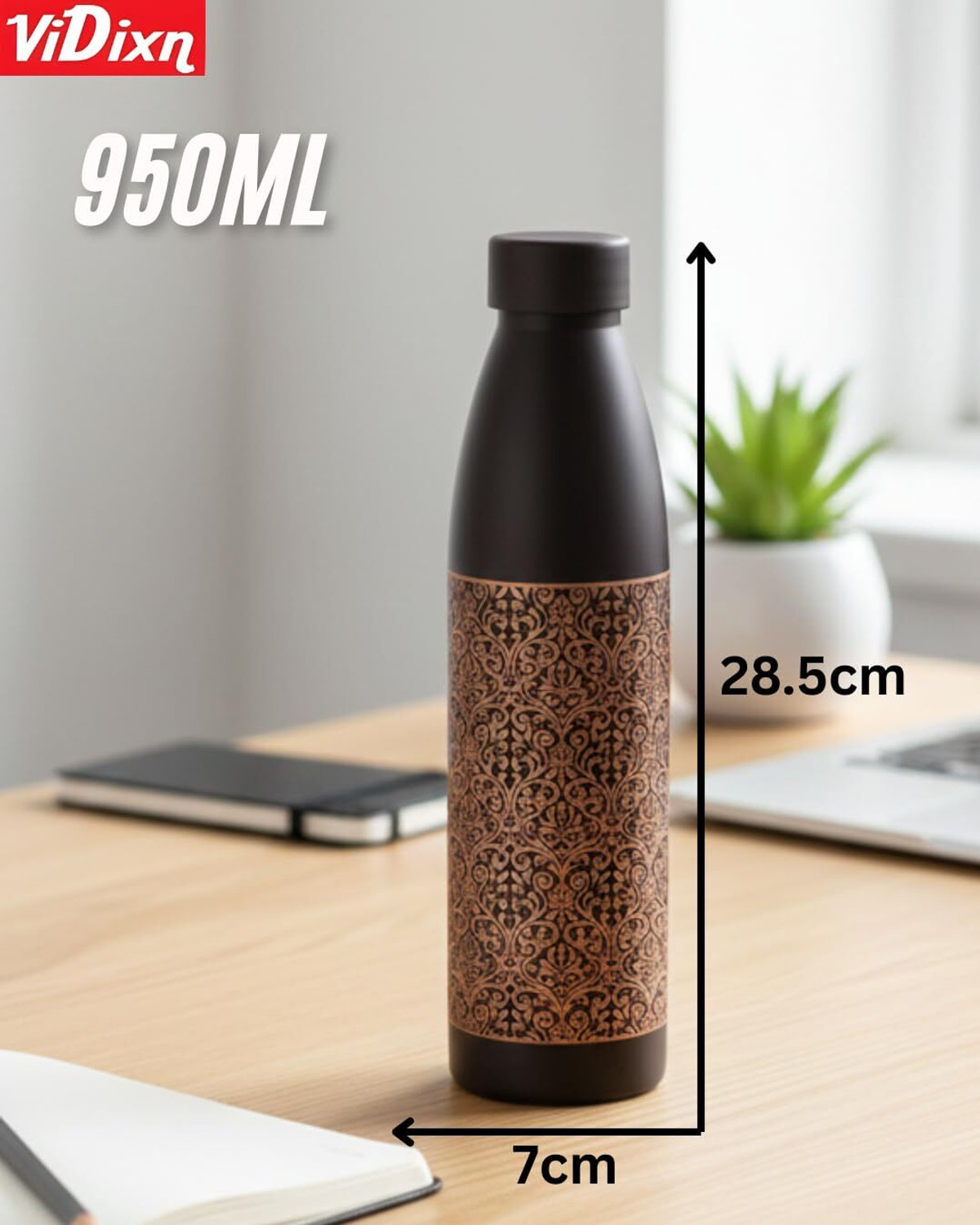 Image of viDixn 100% Pure Copper Water Bottle Leak-Proof Copper Bottle for Drinking Water 950 ml Copper Bottle